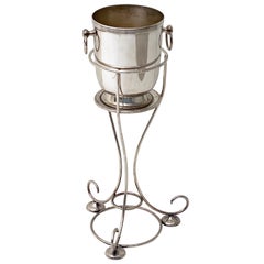 Art Deco Champagne Bucket or Wine Cooler on Frame Stand by Yeoman of England