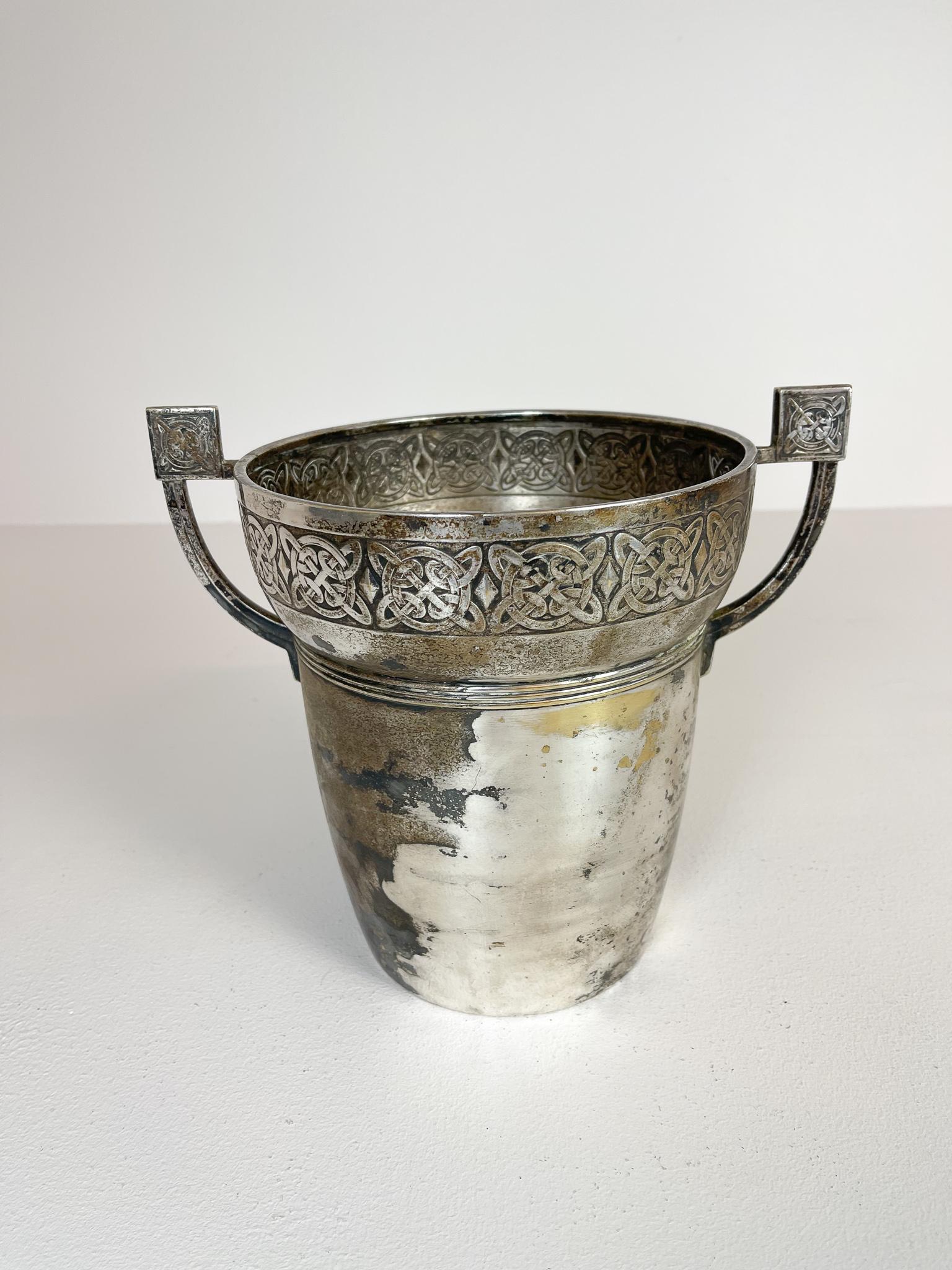 Swedish Art Deco Champagne Cooler Relief Pattern Sweden, 1930s For Sale