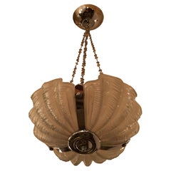Lampadario Art Deco, 1920 in vetro e cromo