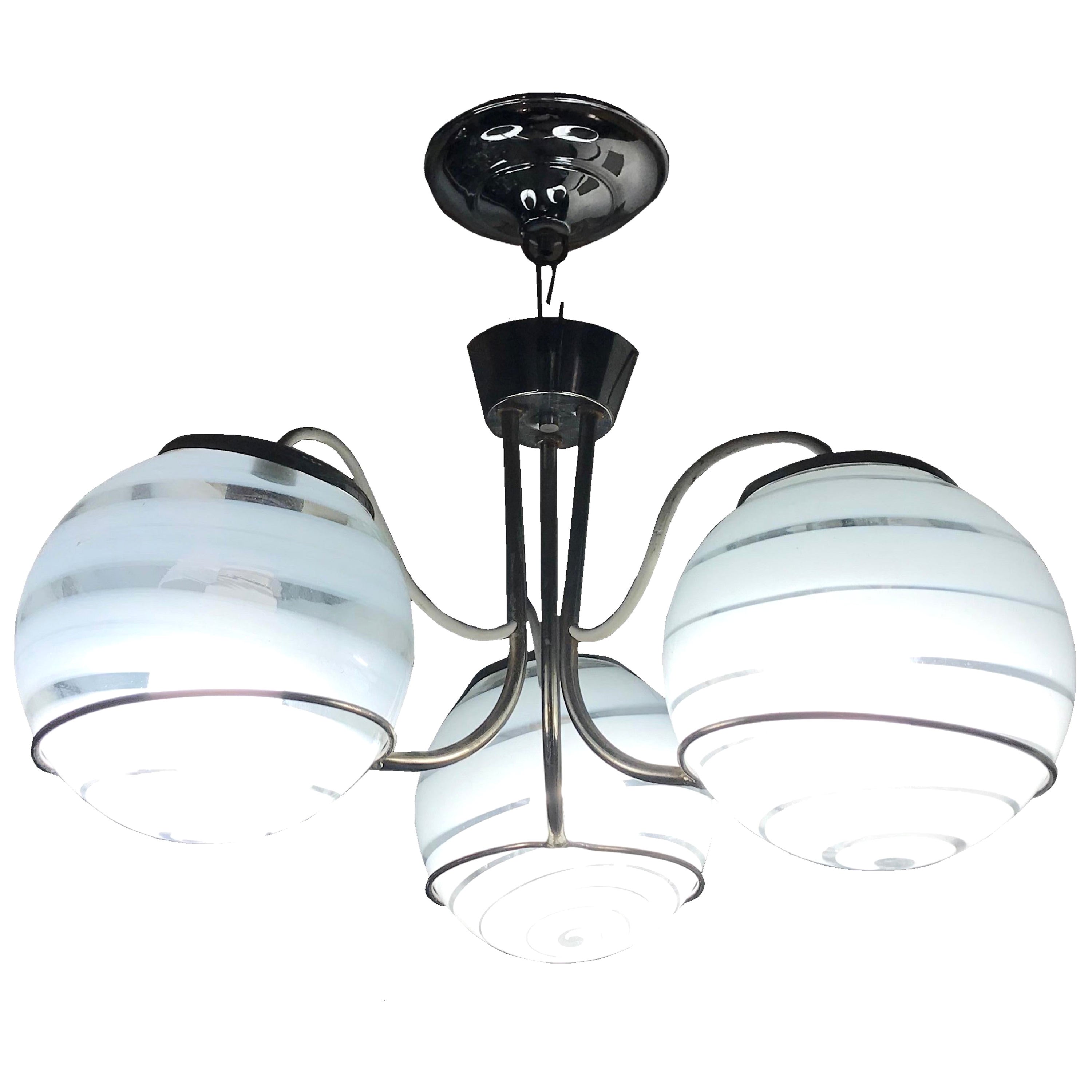 Araña Art Decó, 1920, Italiana, Material: Murano y Cromo