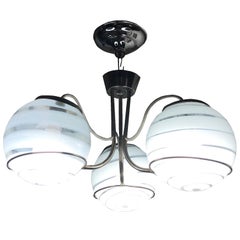 Lampadario Art Deco, 1920, Italiano, Materiale: Murano e cromo