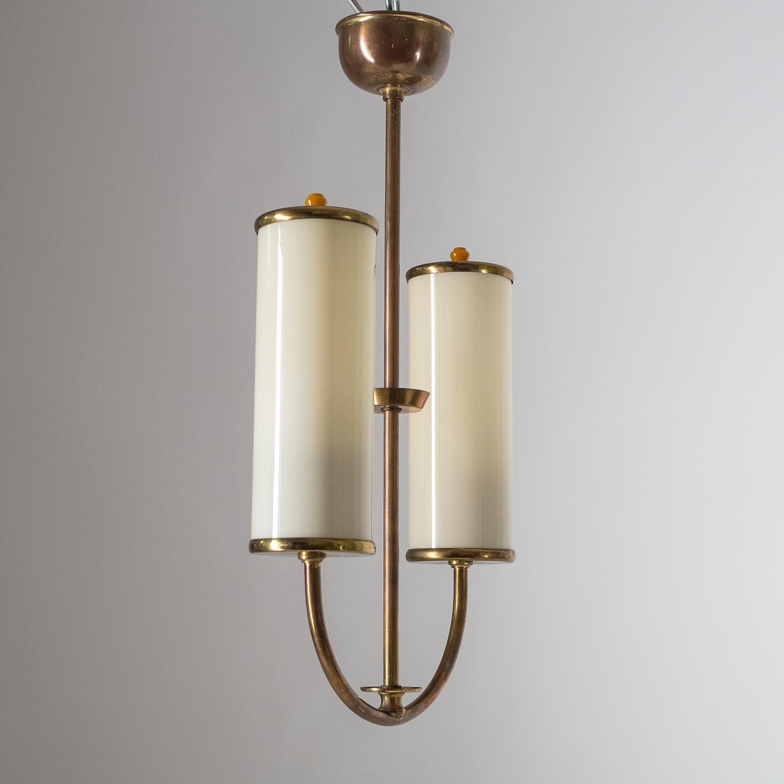 Art Deco Chandelier, 1930s, Ivory Glass and Brass 8