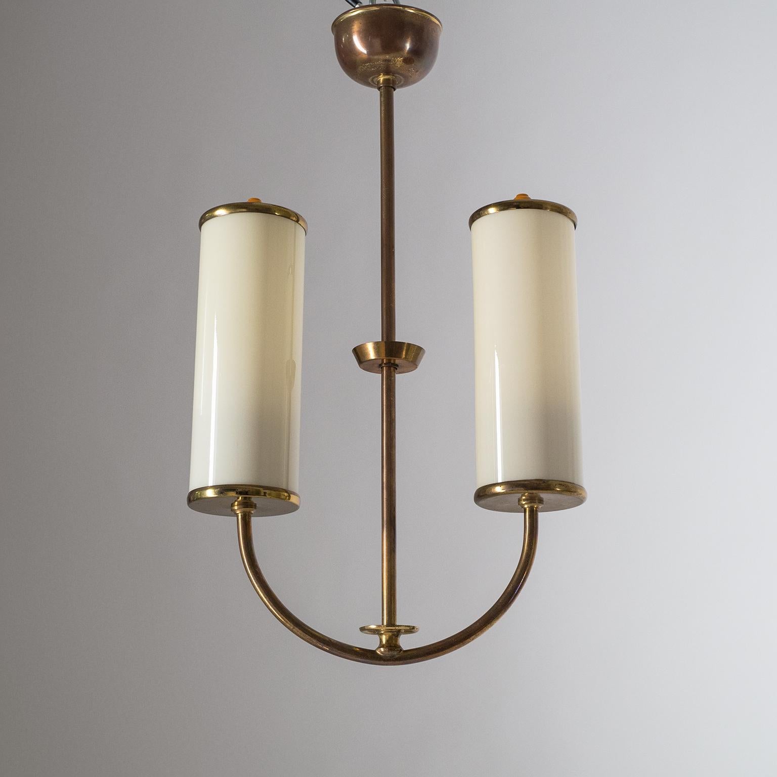 Art Deco Chandelier, 1930s, Ivory Glass and Brass 9