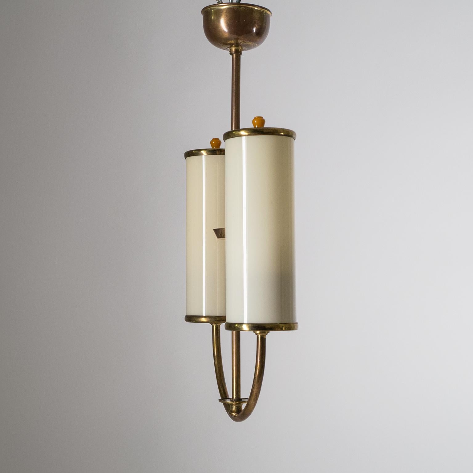 Art Deco Chandelier, 1930s, Ivory Glass and Brass 1