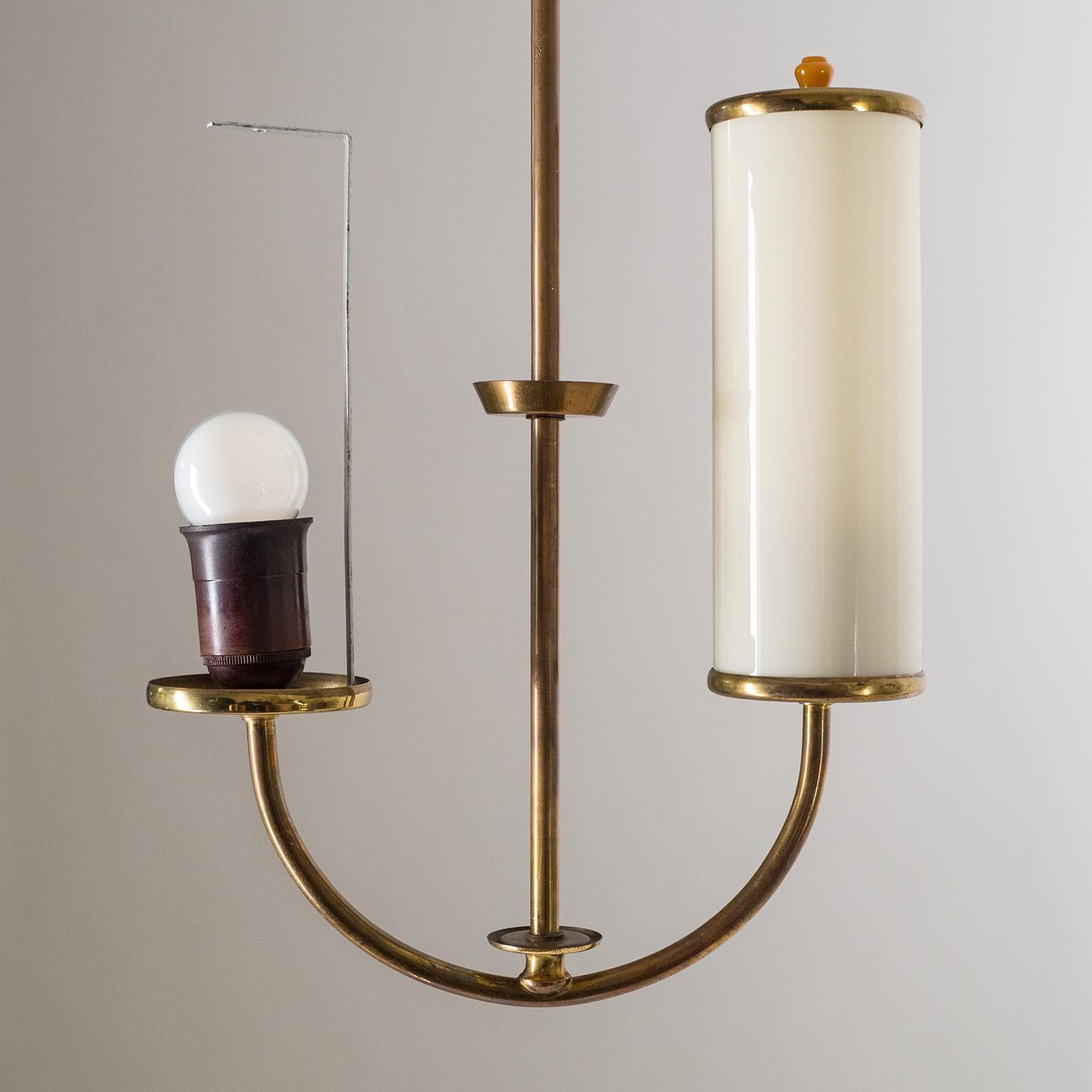 Art Deco Chandelier, 1930s, Ivory Glass and Brass 4