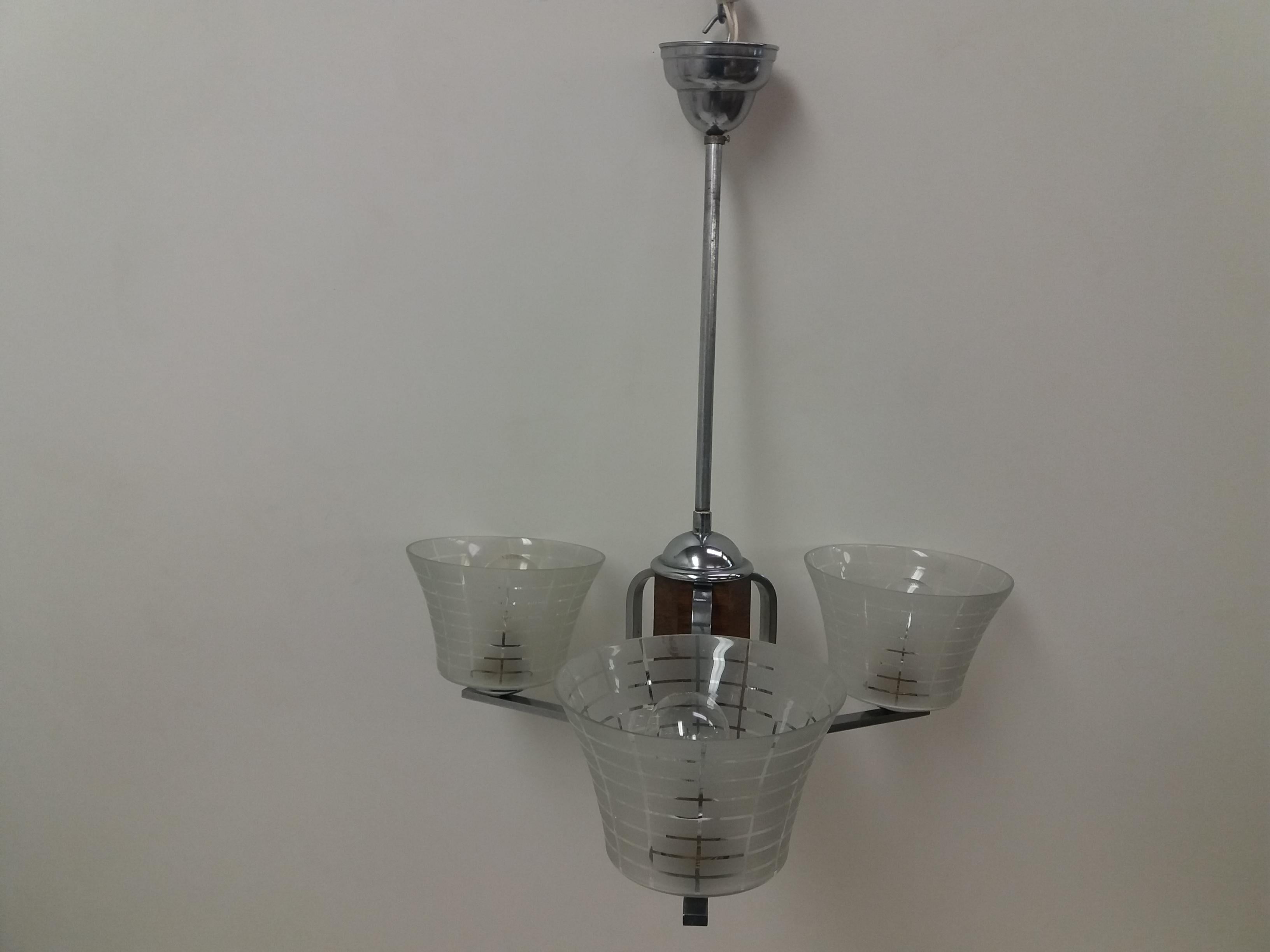 Art Deco Chandelier, 1940's In Good Condition For Sale In Praha, CZ