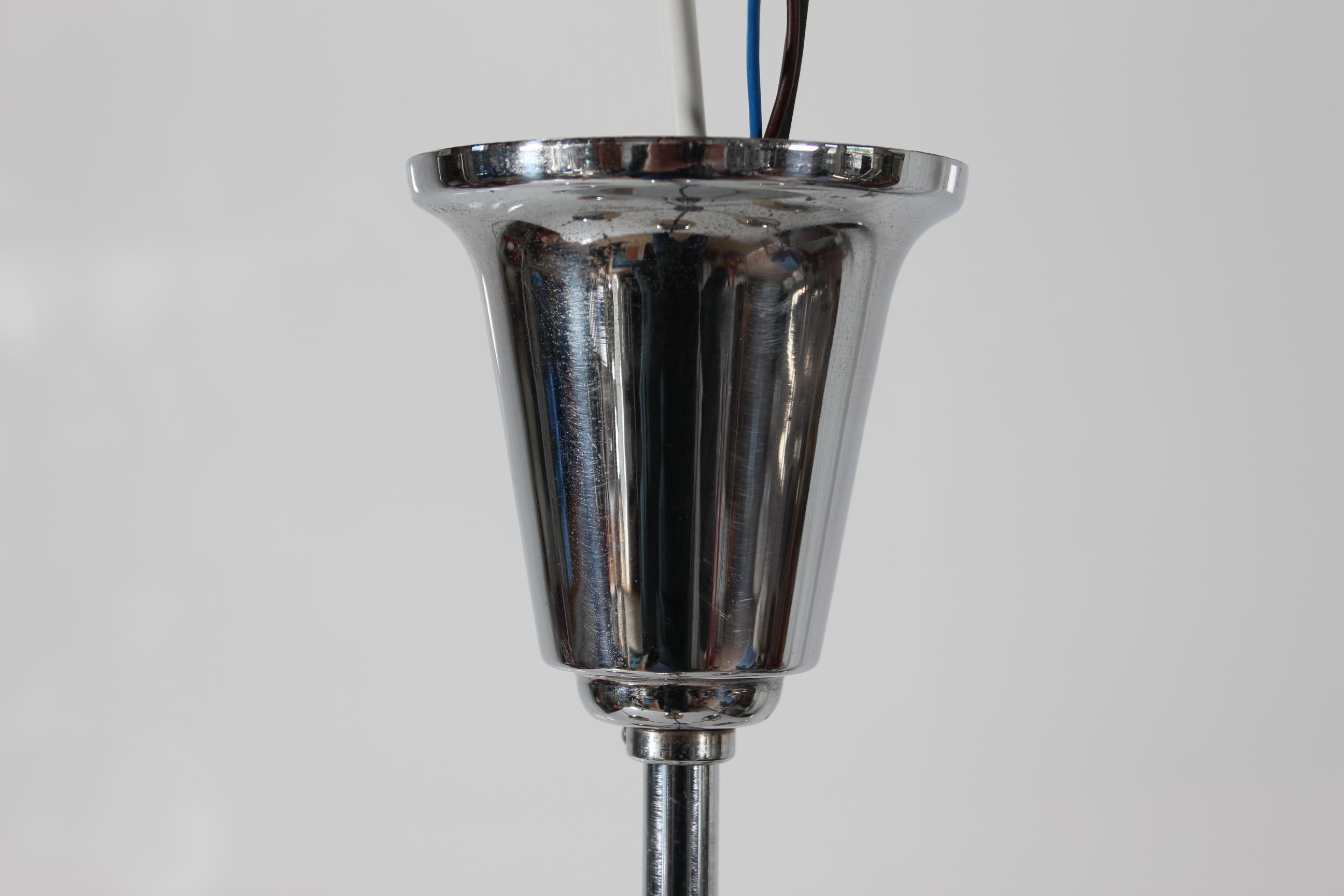 Blown Glass Art Deco Chandelier 5-armed with Ball Shaped Shades by Fog & Mørup Denmark 1930s
