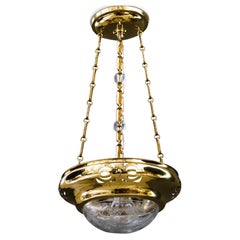 Art Deco chandelier around 1920s with beautiful glass shade vienna around 1920s