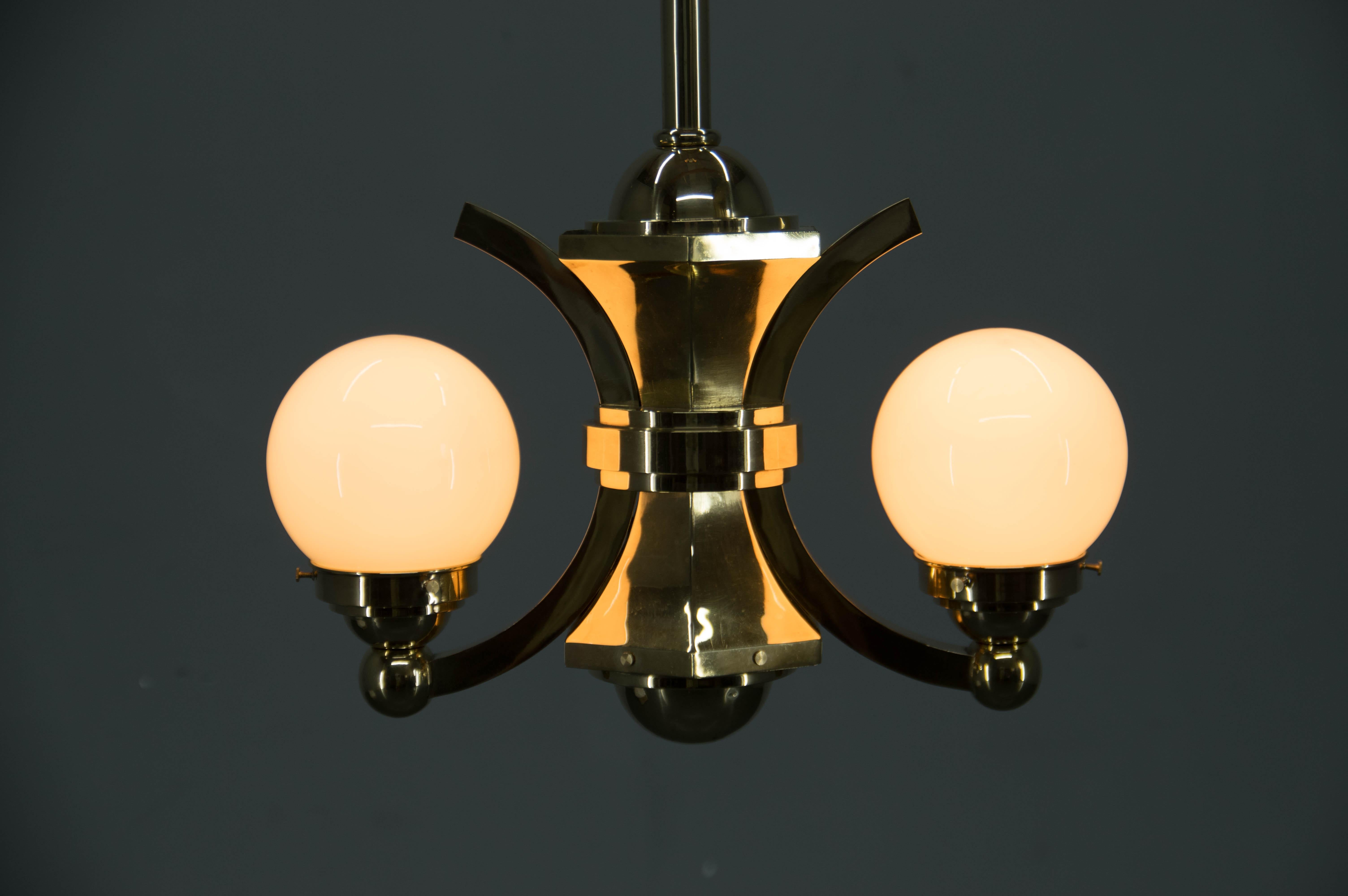 Early 20th Century Art Deco Chandelier Attributed to Gocar, 1910s, Restored For Sale