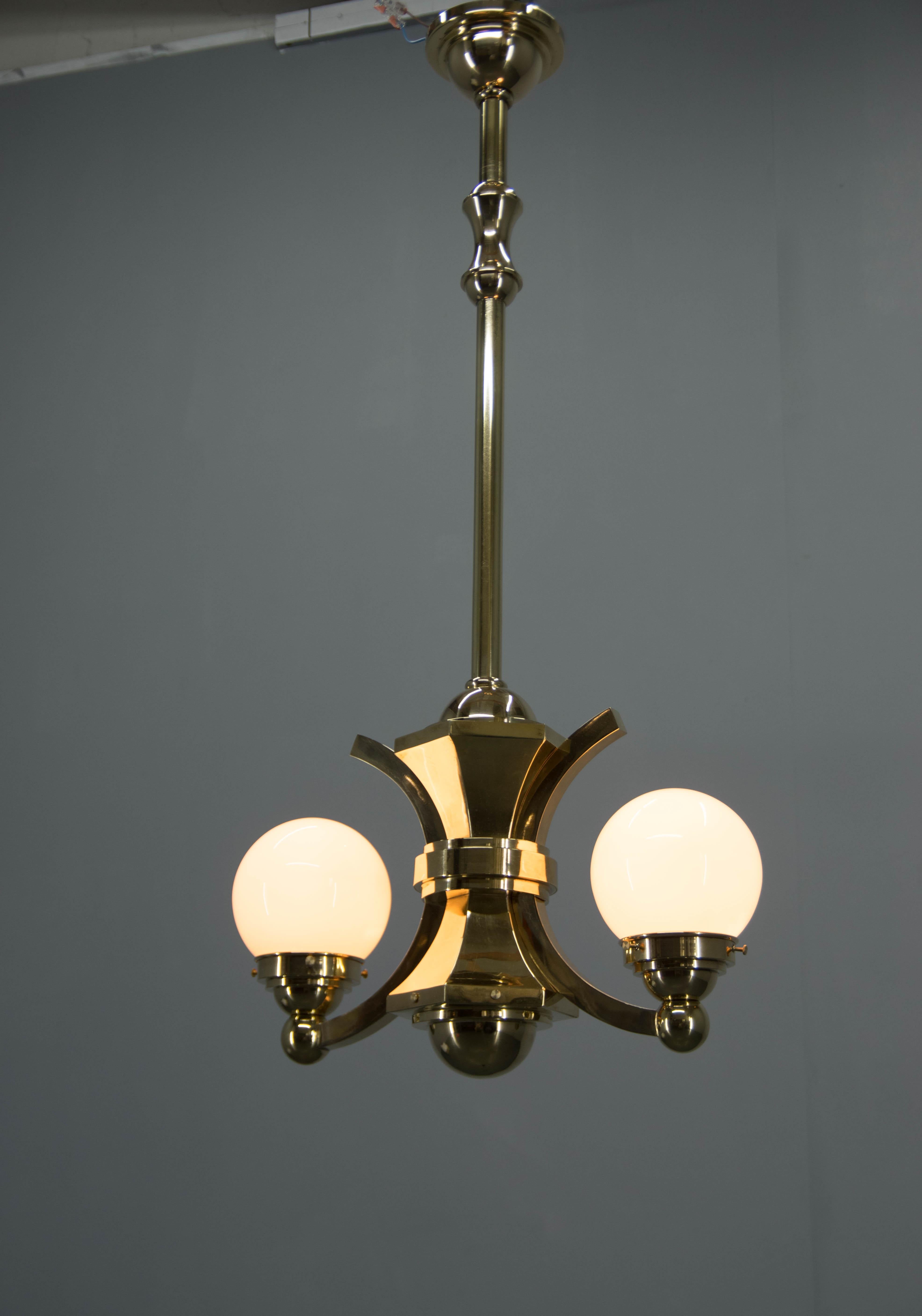Art Deco Chandelier Attributed to Gocar, 1910s, Restored For Sale 1