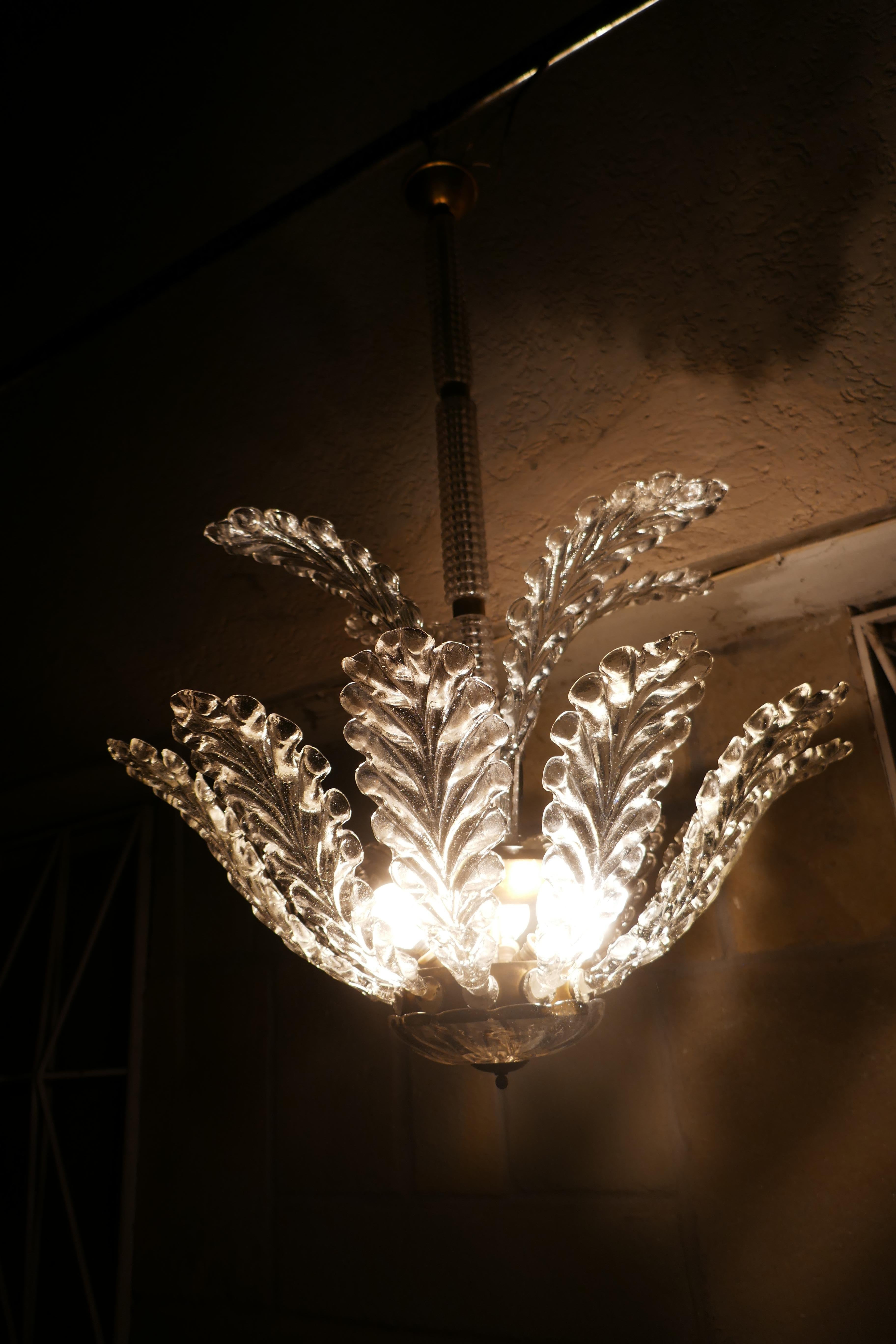 Art Deco chandelier attributed to Venini For Sale 8