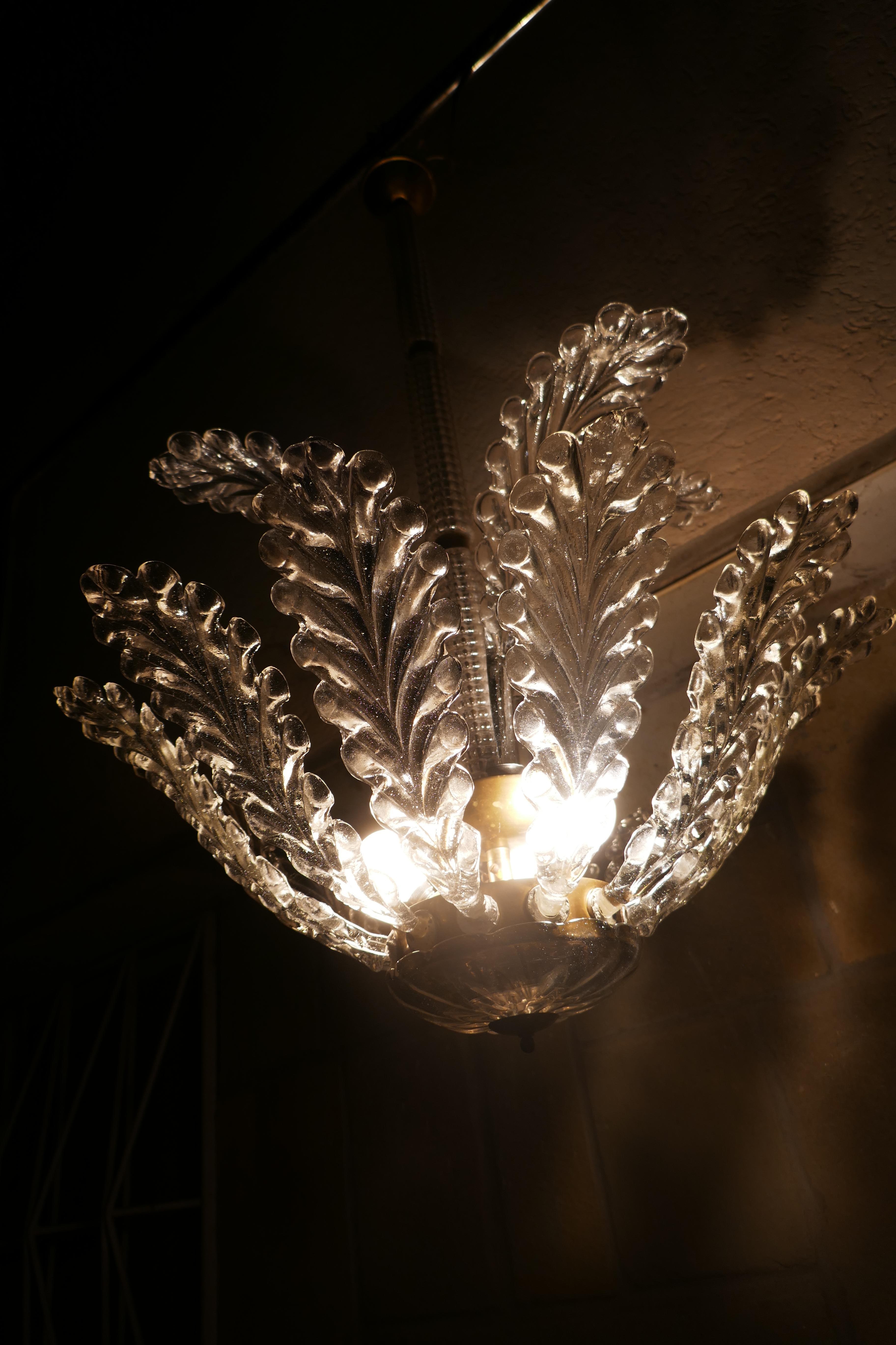 Art Deco chandelier attributed to Venini For Sale 9