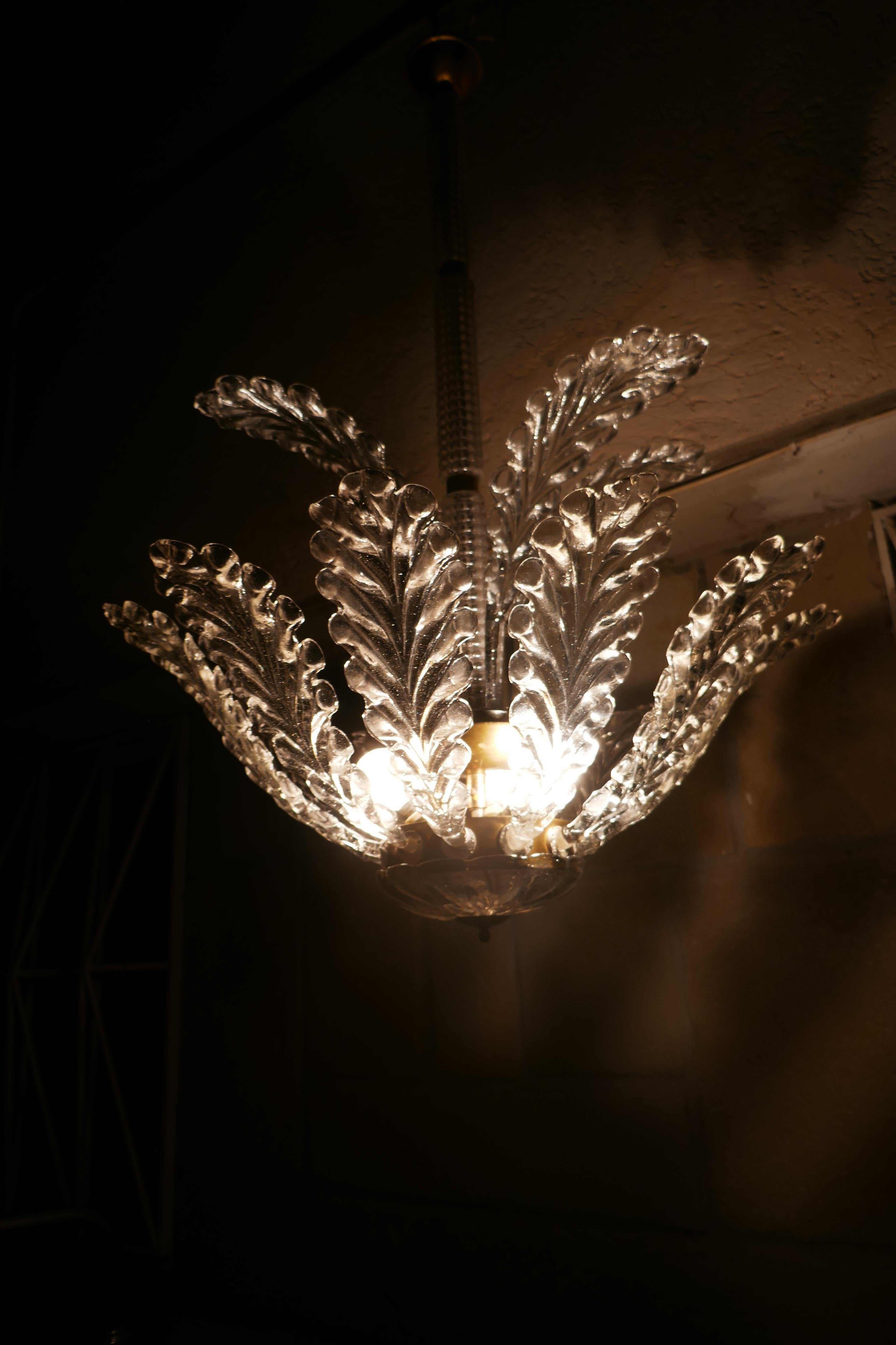 Art Deco chandelier attributed to Venini For Sale 10