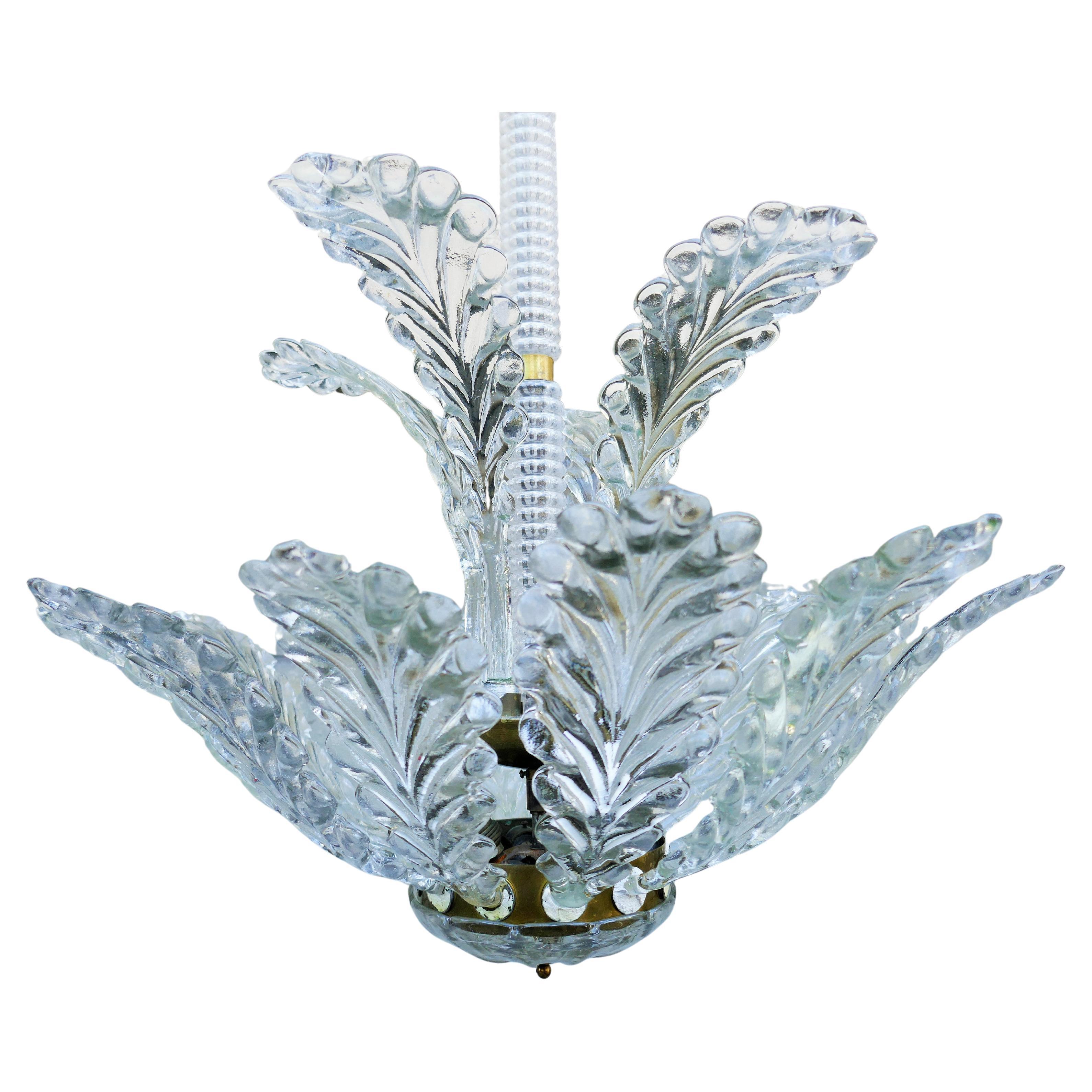 Brass Art Deco chandelier attributed to Venini For Sale