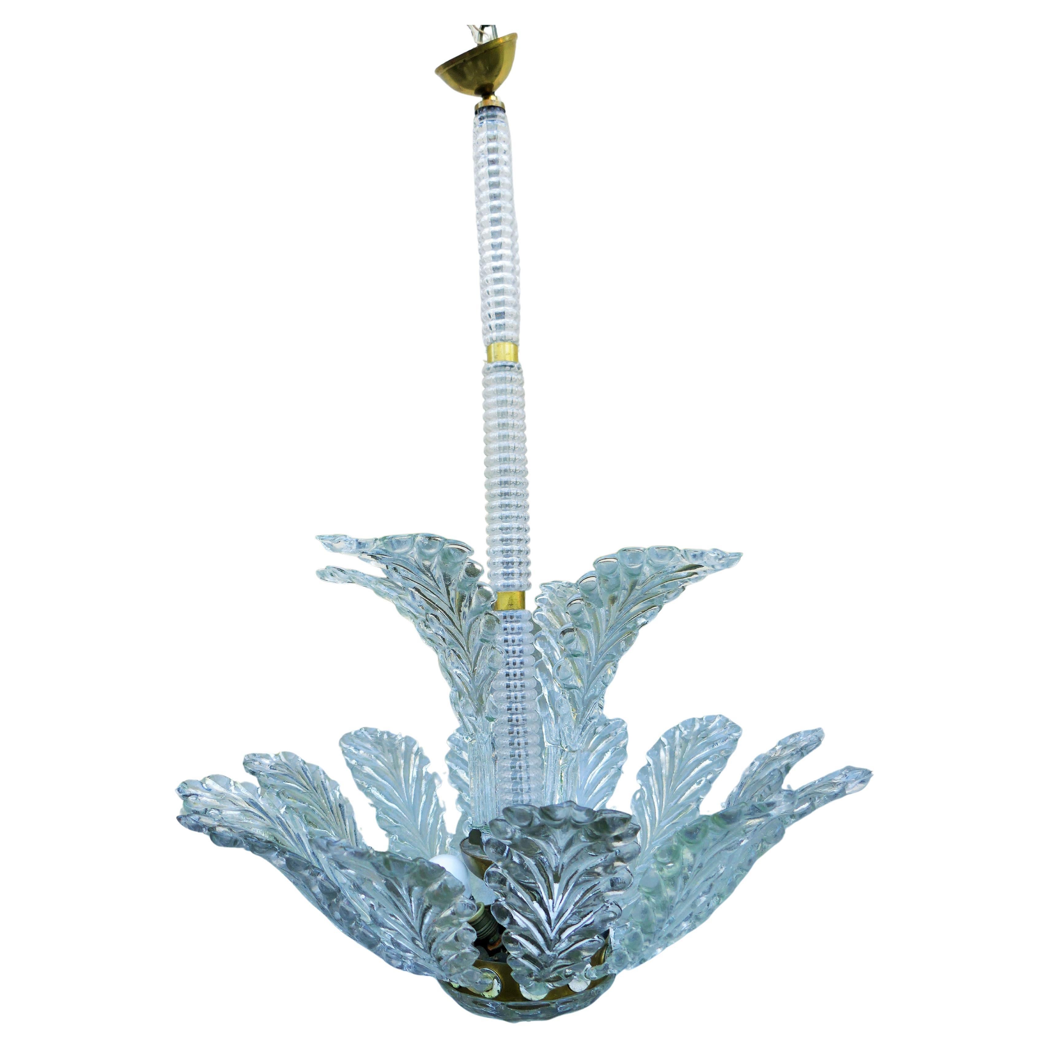 Art Deco chandelier attributed to Venini For Sale 4