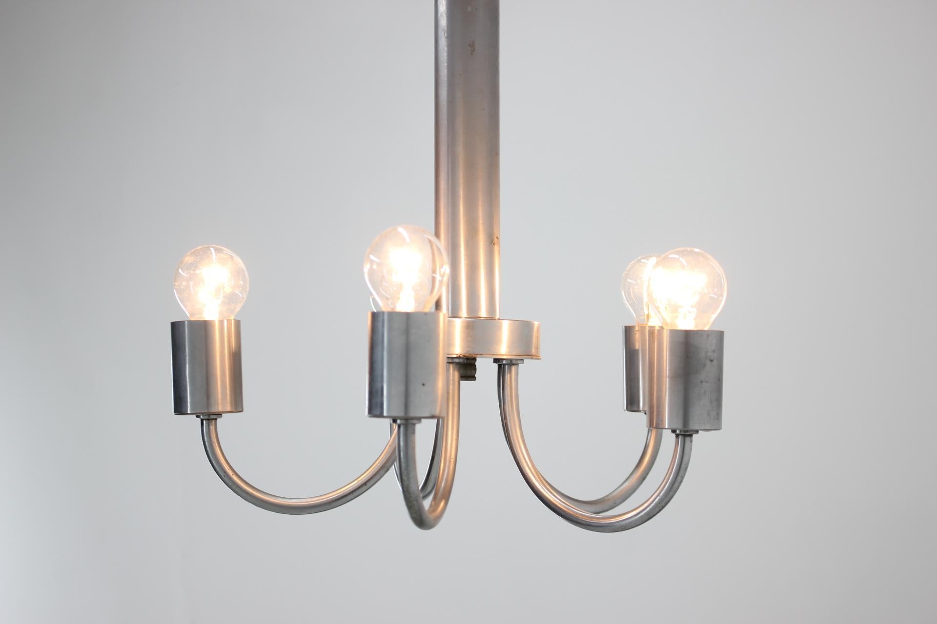 Chrome Art Deco Chandelier, Bauhaus, Functionalism, 1930s For Sale