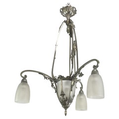 Art Deco Chandelier bronze Hanging Lamp, 1930s