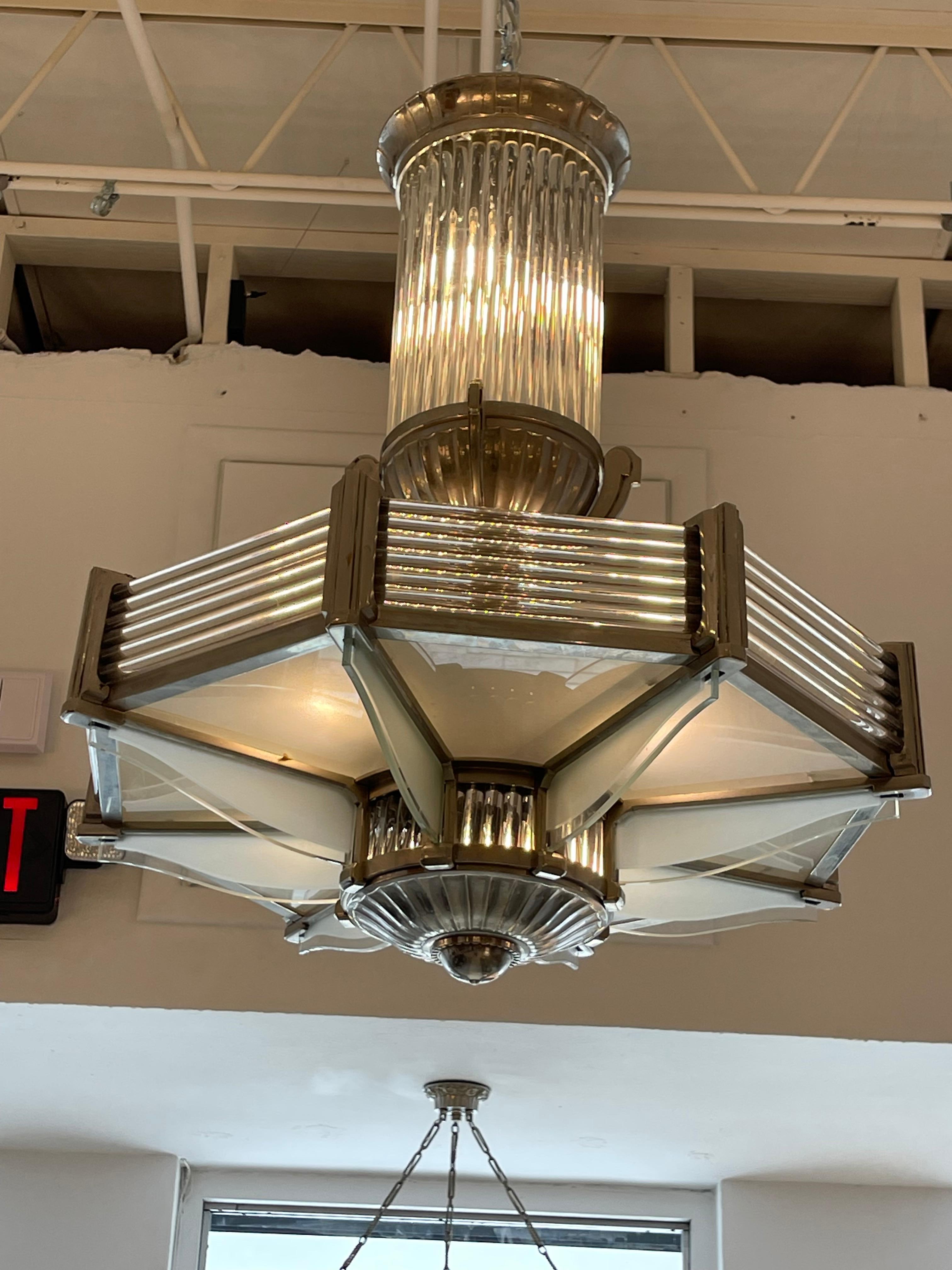 French Art Deco Chandelier by Atelier Petitot For Sale