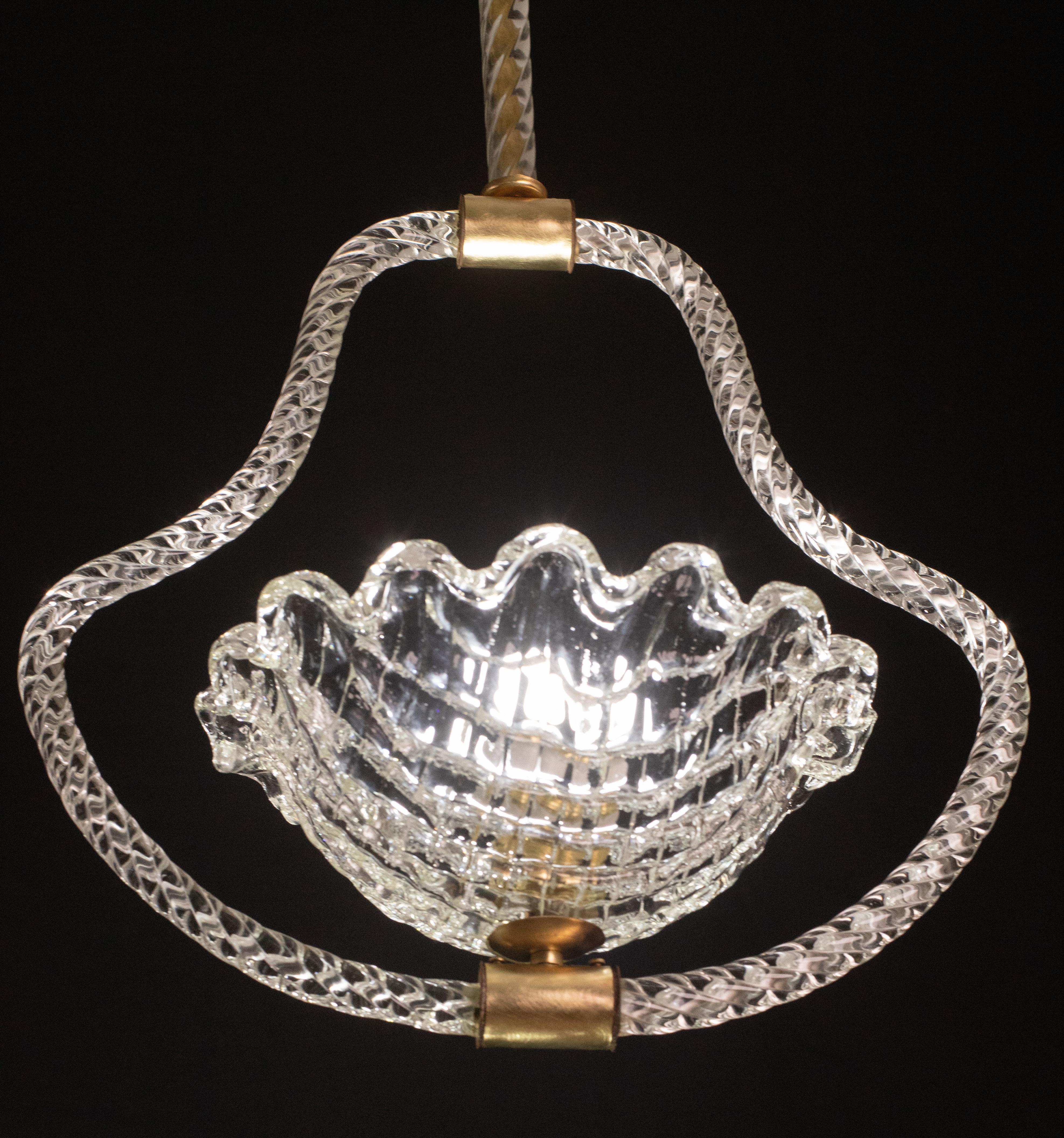 Art Decò Chandelier By Barovier e Toso, Murano Glass, 1940 In Good Condition For Sale In Roma, IT