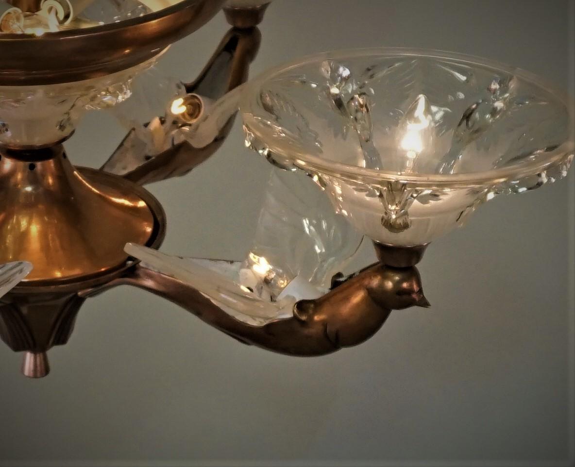 Copper Art Deco Chandelier by Boris Lacroix