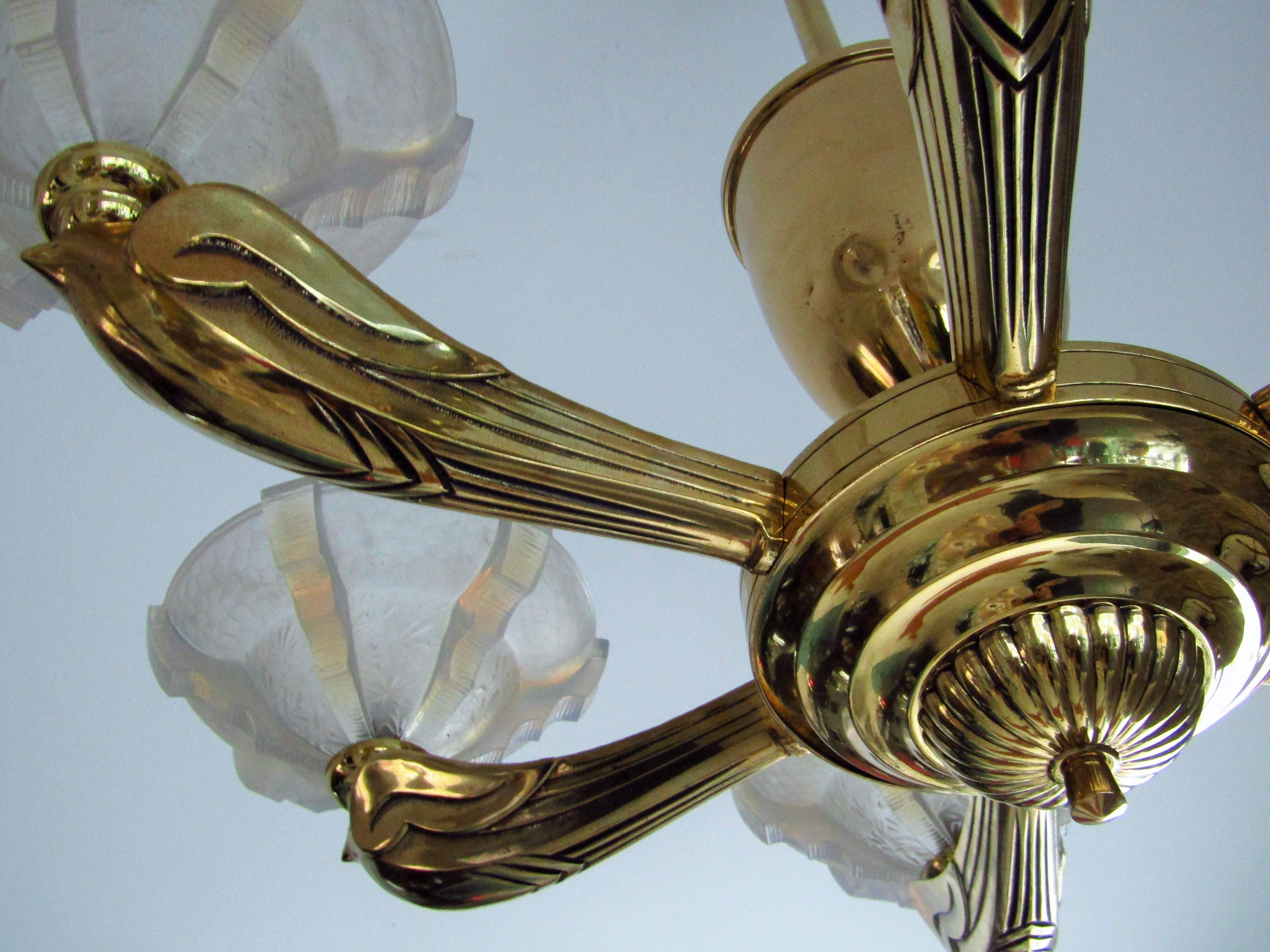 Art Deco Chandelier by Boris Lacroix, France, 1935 For Sale 2