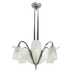 Used ART DECO Chandelier by Donna Paris, Chrom, 1930s