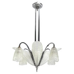 Antique ART DECO Chandelier by Donna Paris, Chrom, 1930s