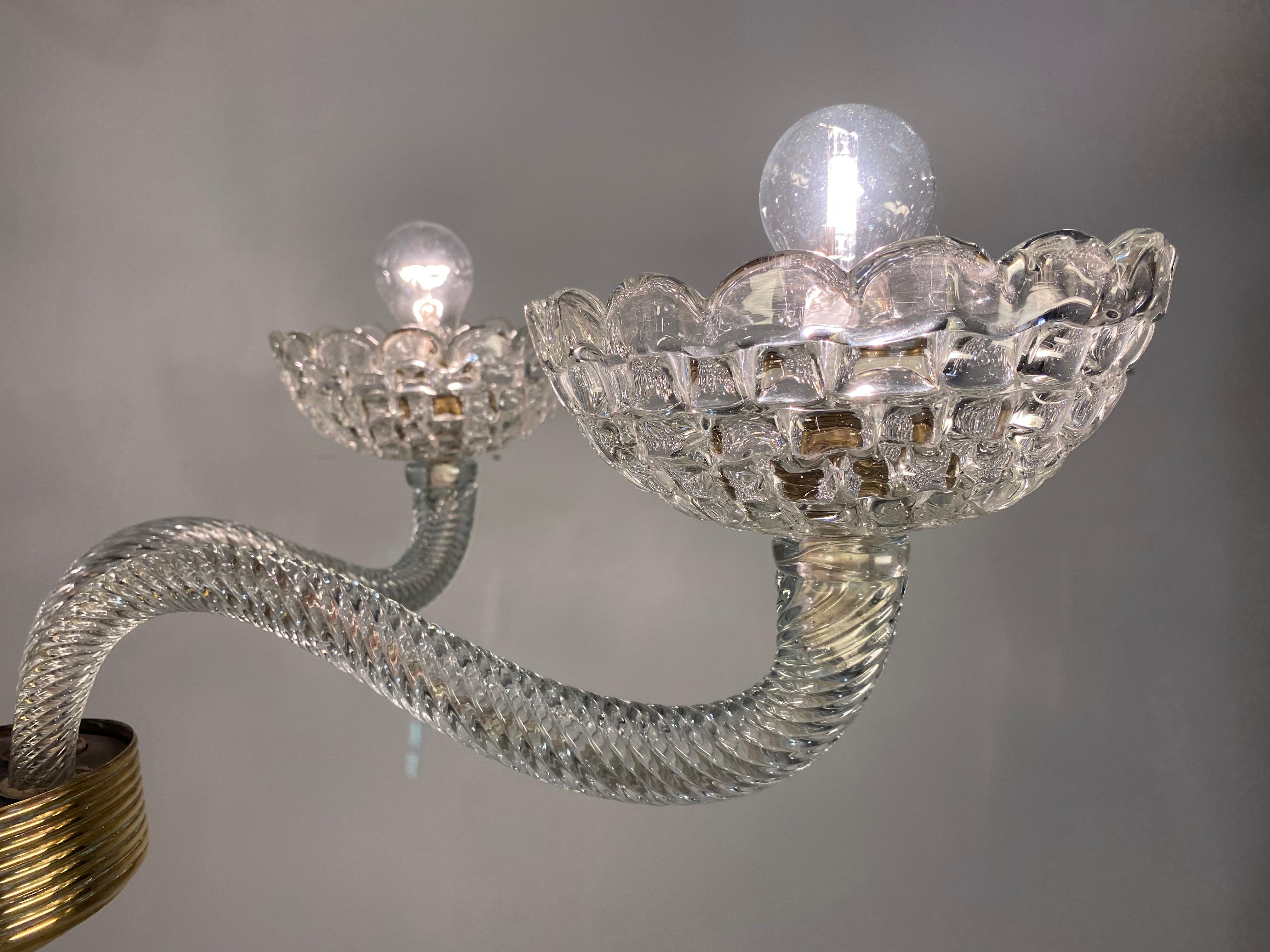 Art Deco Chandelier by Ercole Barovier, Murano, 1940 For Sale 4