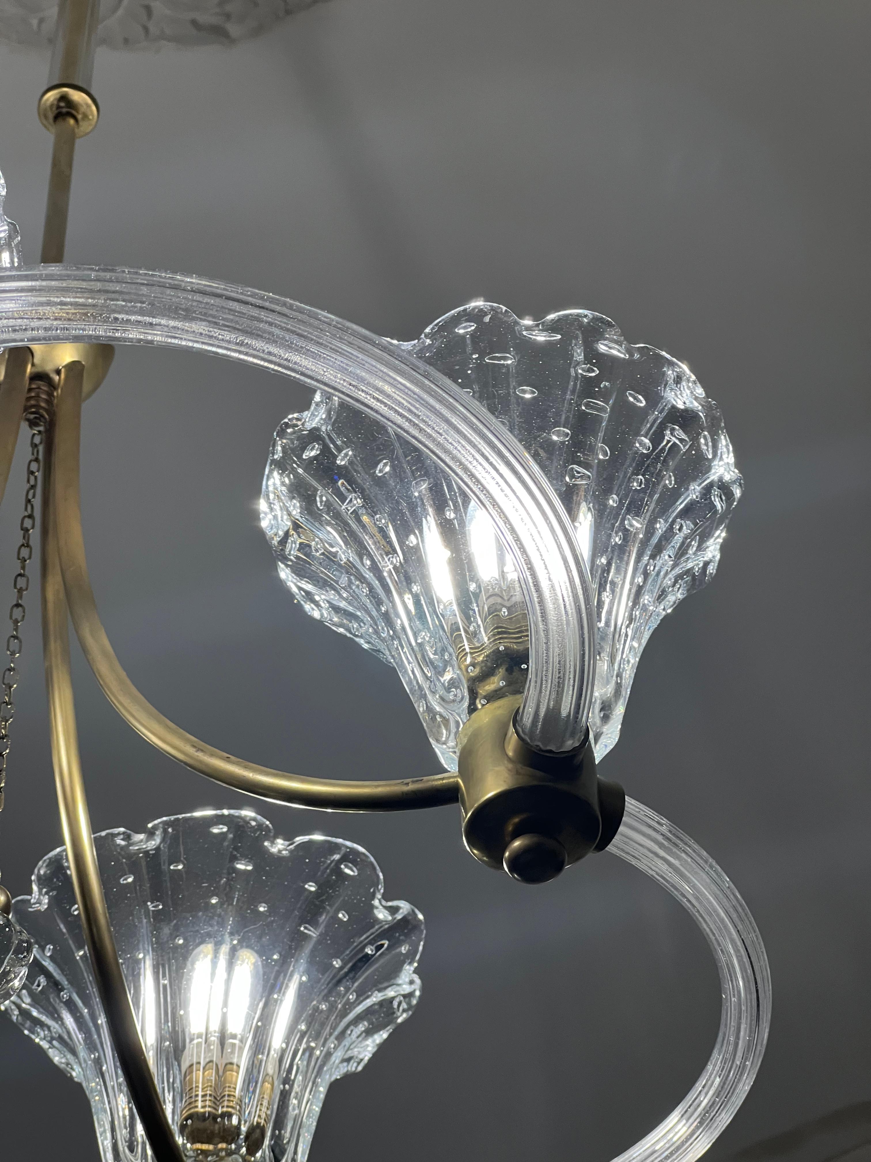 Art Deco Chandelier by Ercole Barovier, Murano, 1940 For Sale 7