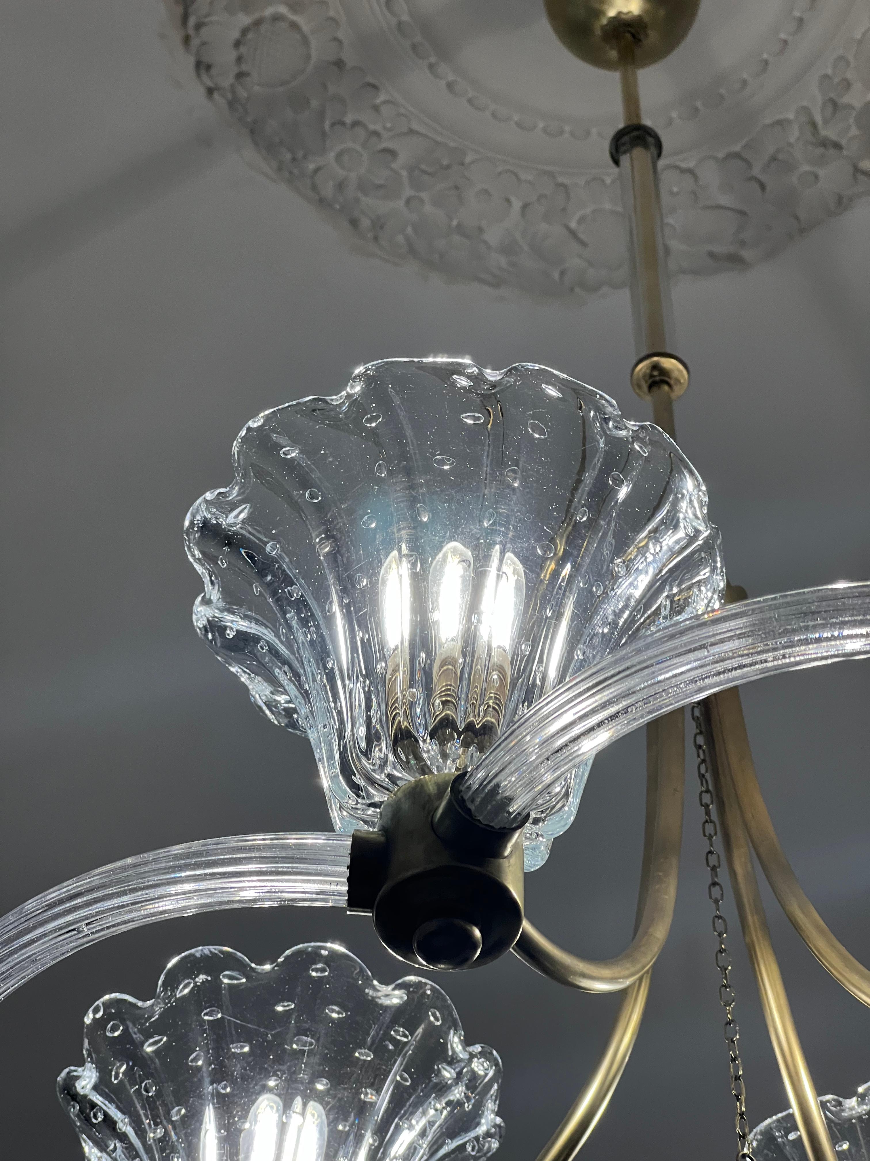 Art Deco Chandelier by Ercole Barovier, Murano, 1940 For Sale 8
