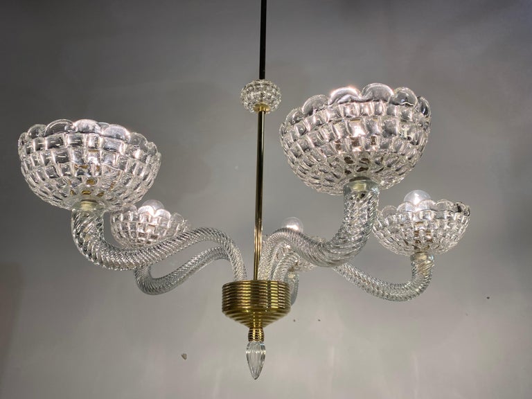 Art Deco Chandelier by Ercole Barovier, Murano, 1940 For Sale 8