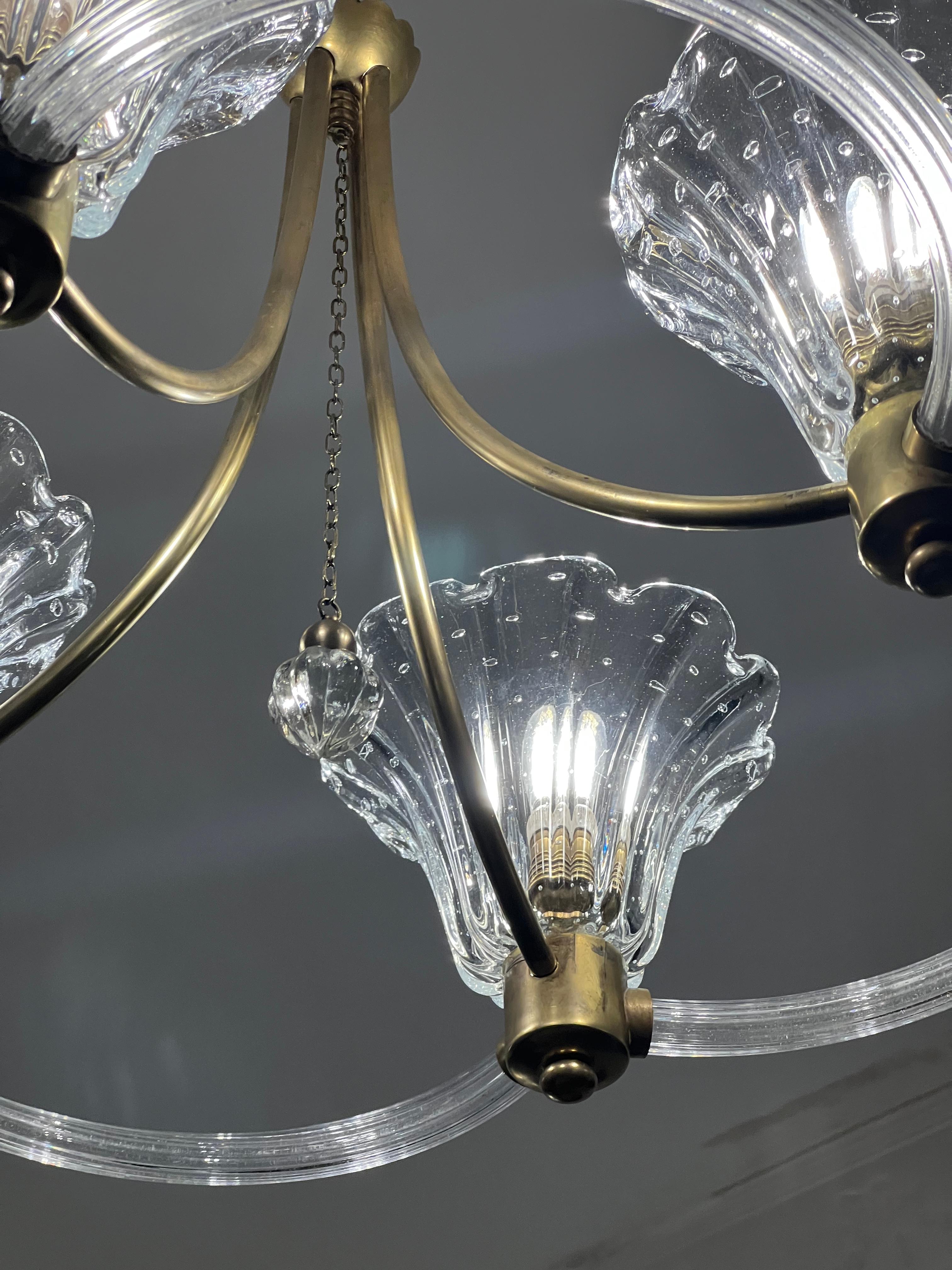 Art Deco Chandelier by Ercole Barovier, Murano, 1940 For Sale 9