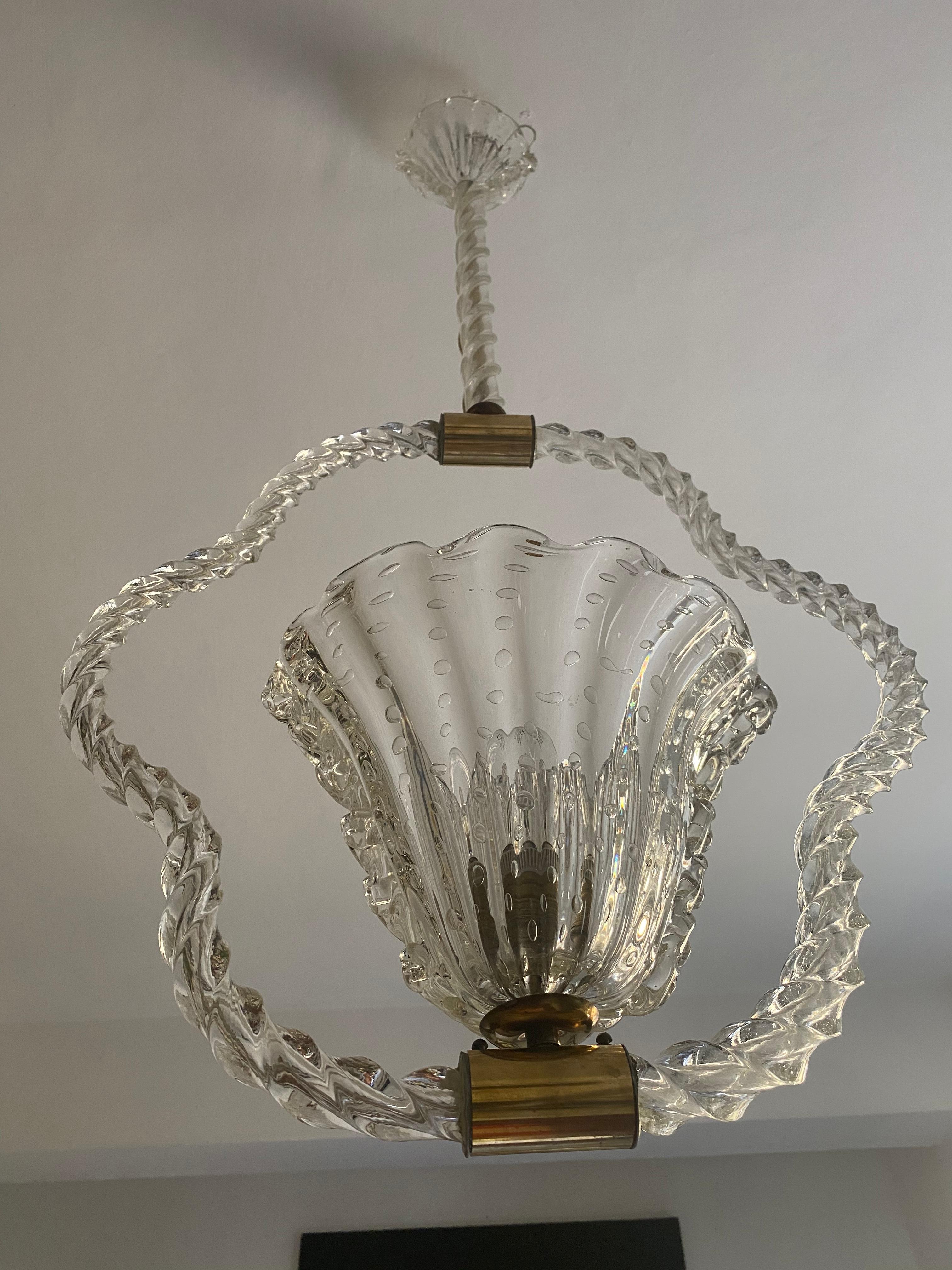 Art Deco Chandelier by Ercole Barovier, Murano, 1940 In Excellent Condition In Budapest, HU