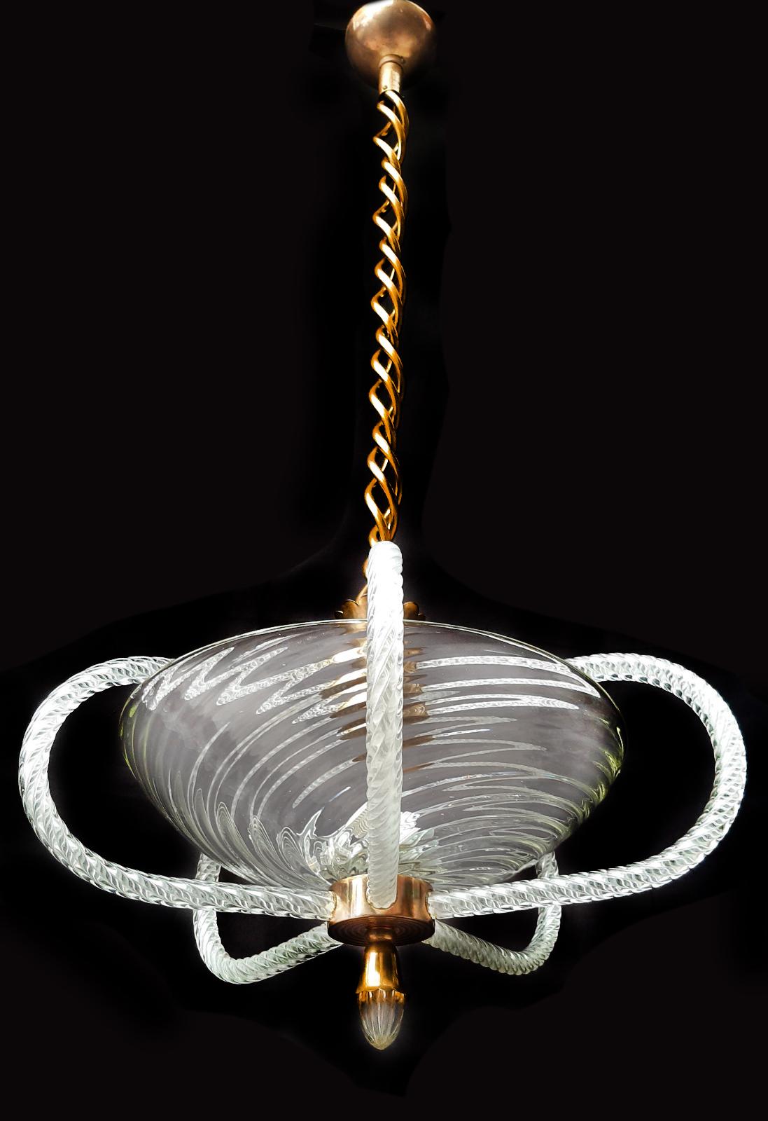 Art Deco Chandelier by Ercole Barovier, Murano, 1940 In Excellent Condition For Sale In Budapest, HU