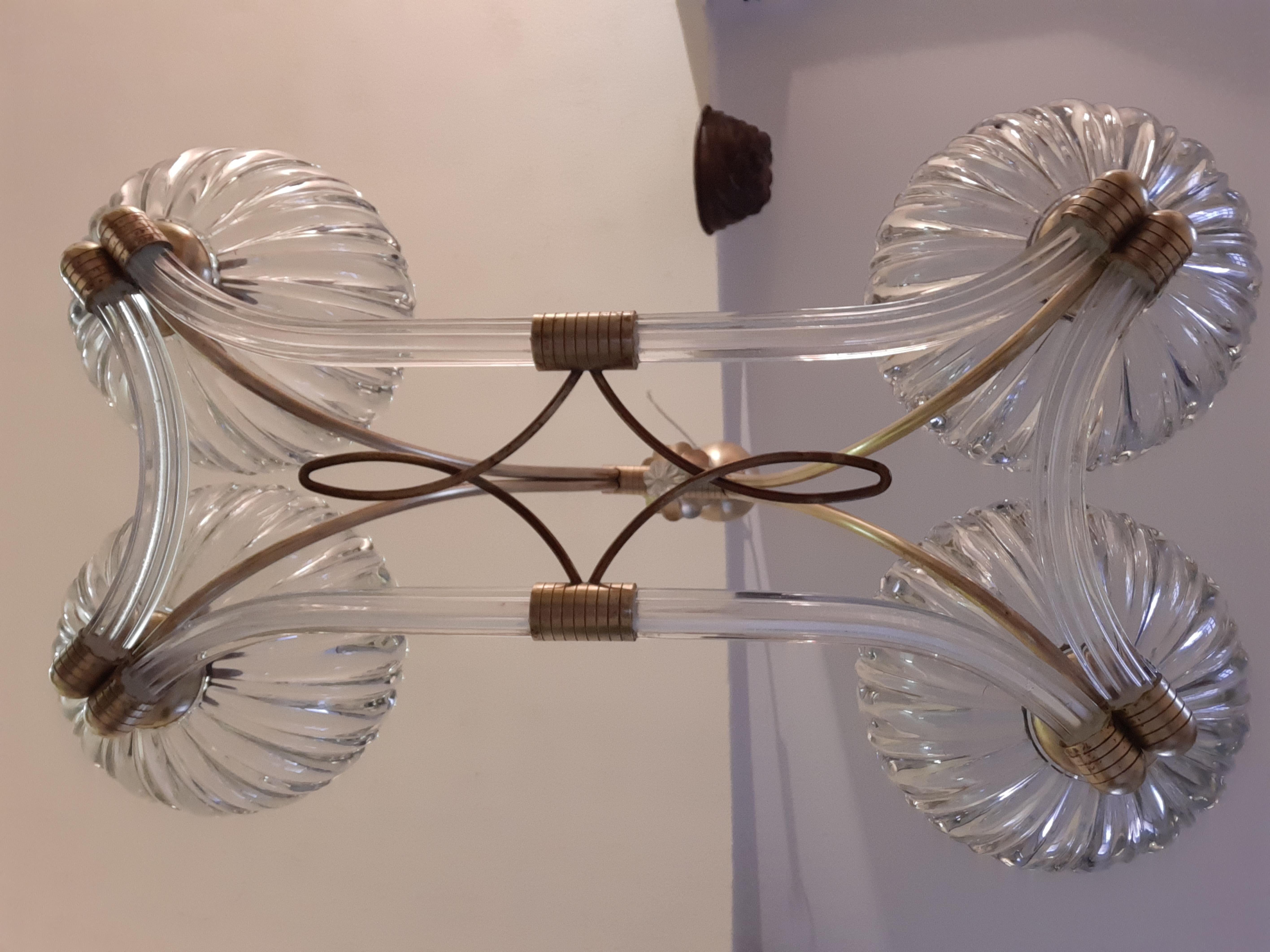 Art Deco Chandelier by Ercole Barovier, Murano, 1940 In Excellent Condition In Budapest, HU