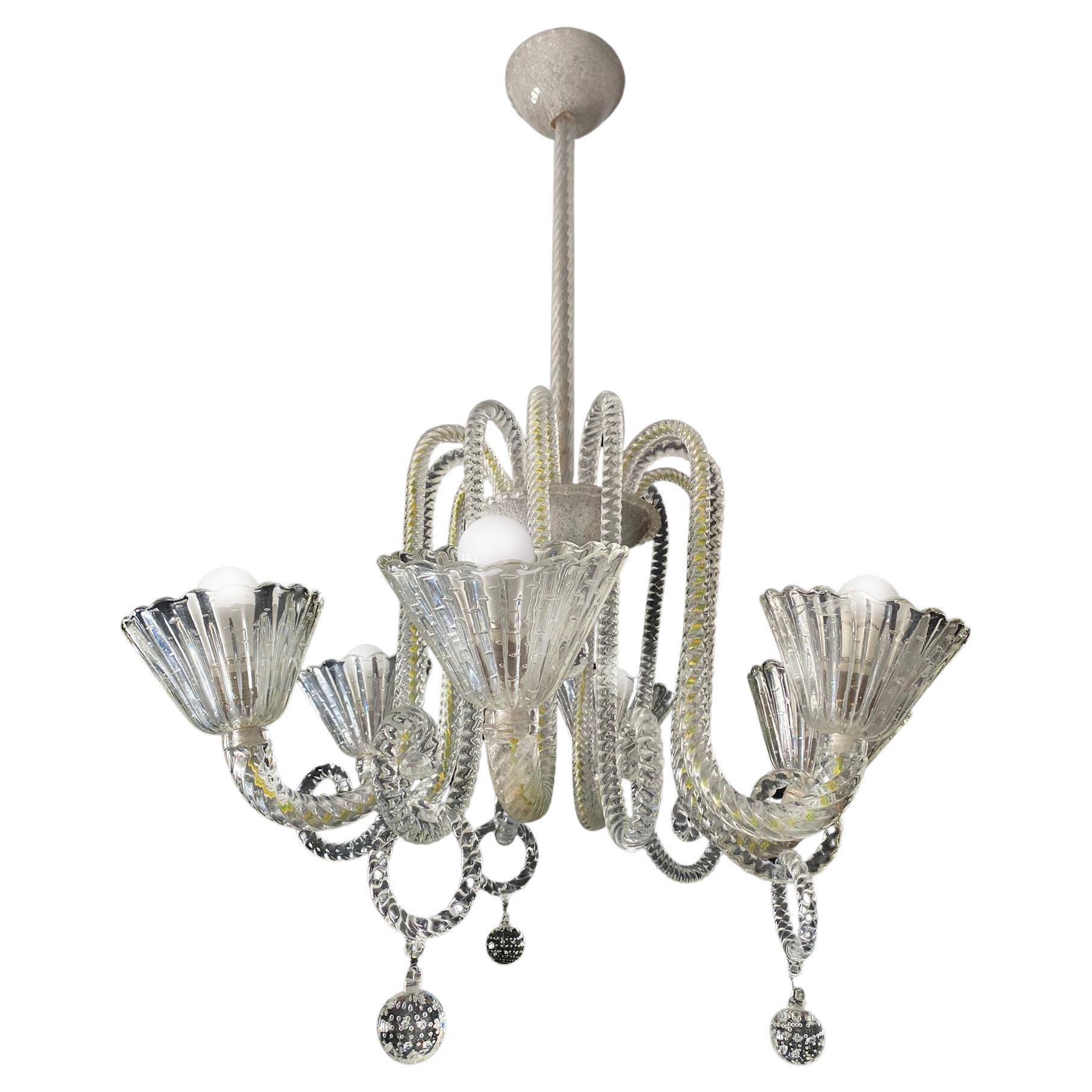 Art Deco Chandelier by Ercole Barovier, Murano, 1940 In Excellent Condition For Sale In Budapest, HU