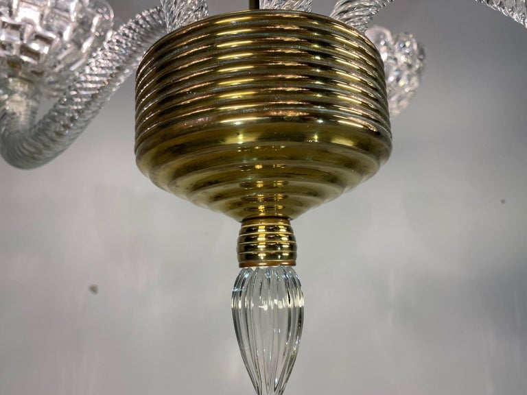 Mid-20th Century Art Deco Chandelier by Ercole Barovier, Murano, 1940 For Sale