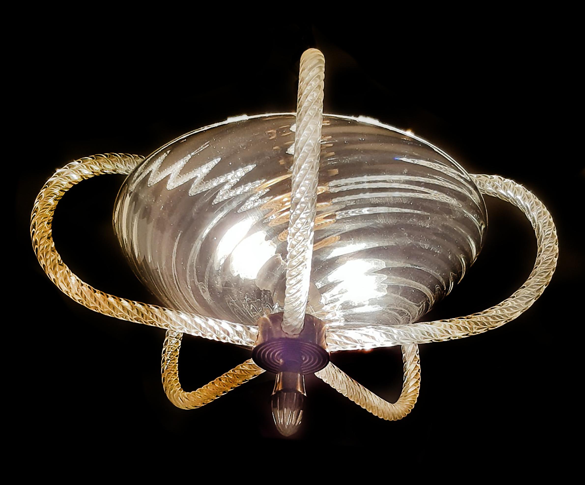 Mid-20th Century Art Deco Chandelier by Ercole Barovier, Murano, 1940 For Sale