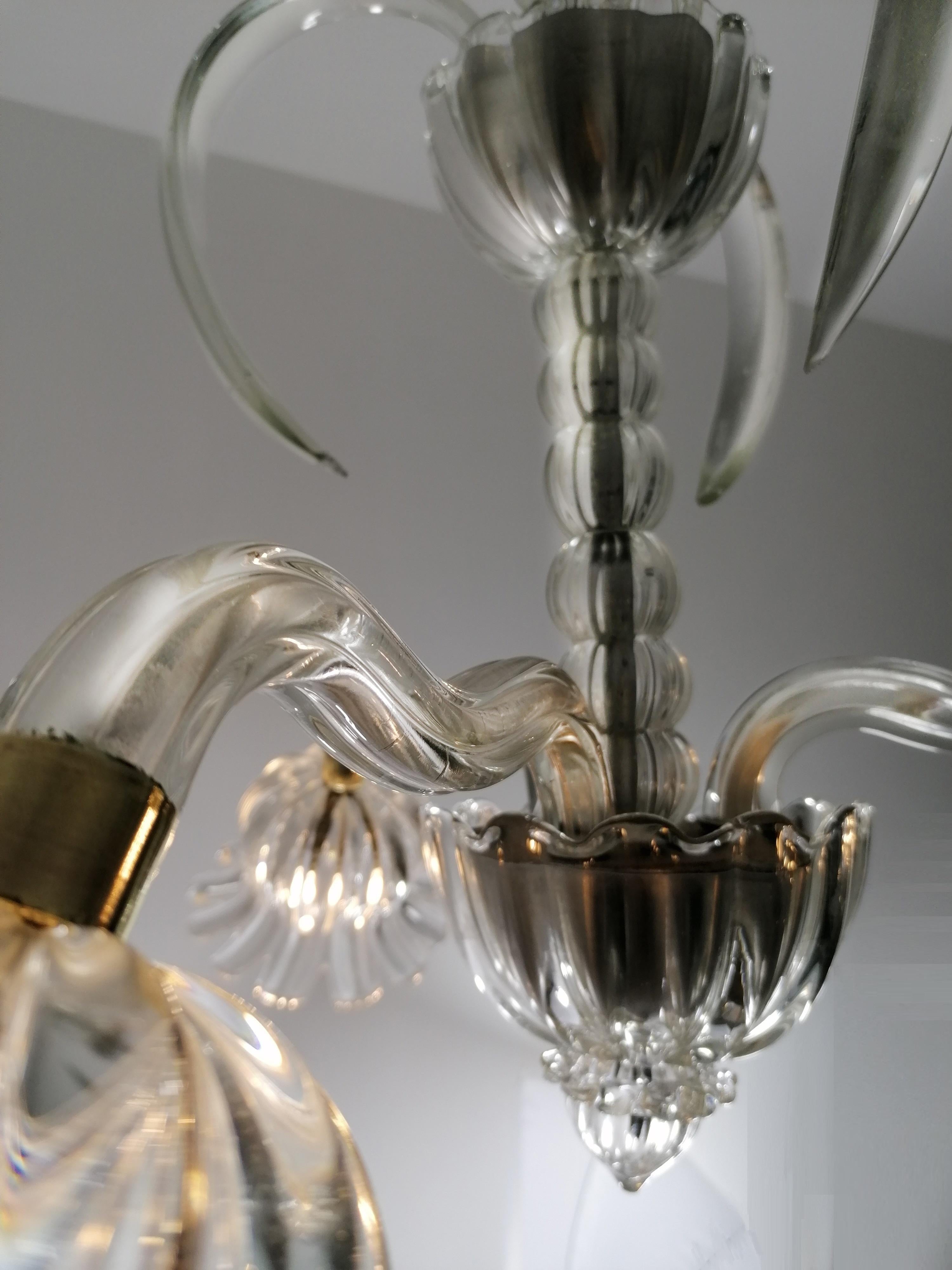 Brass Art Deco Chandelier by Ercole Barovier, Murano, 1940