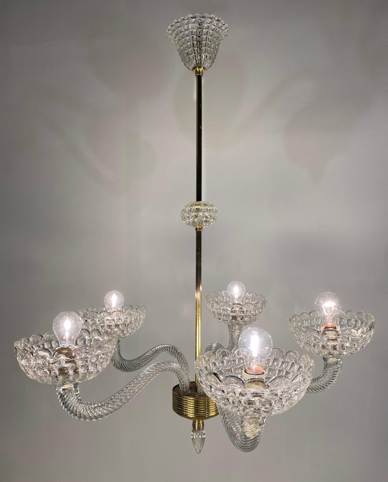 Art Deco Chandelier by Ercole Barovier, Murano, 1940 For Sale 1