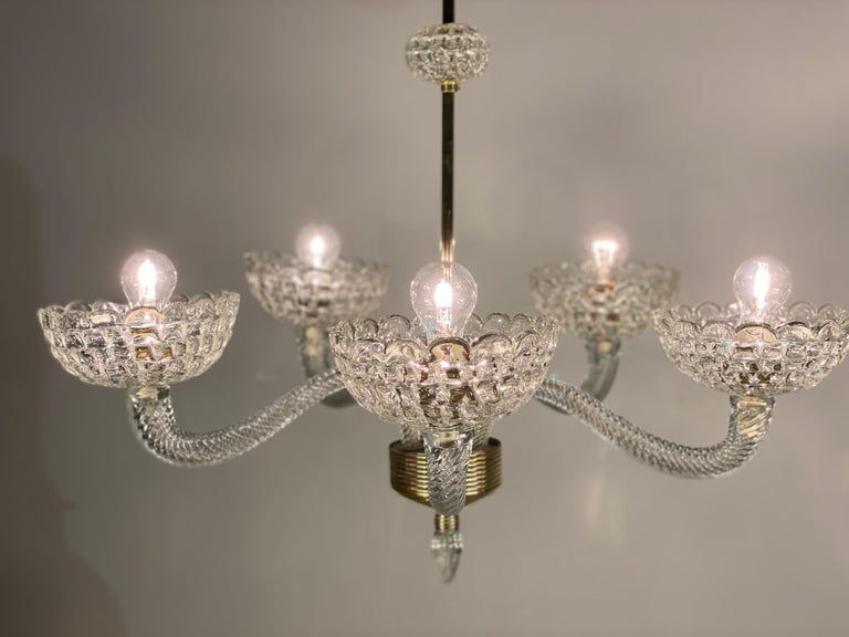 Art Deco Chandelier by Ercole Barovier, Murano, 1940 For Sale 3