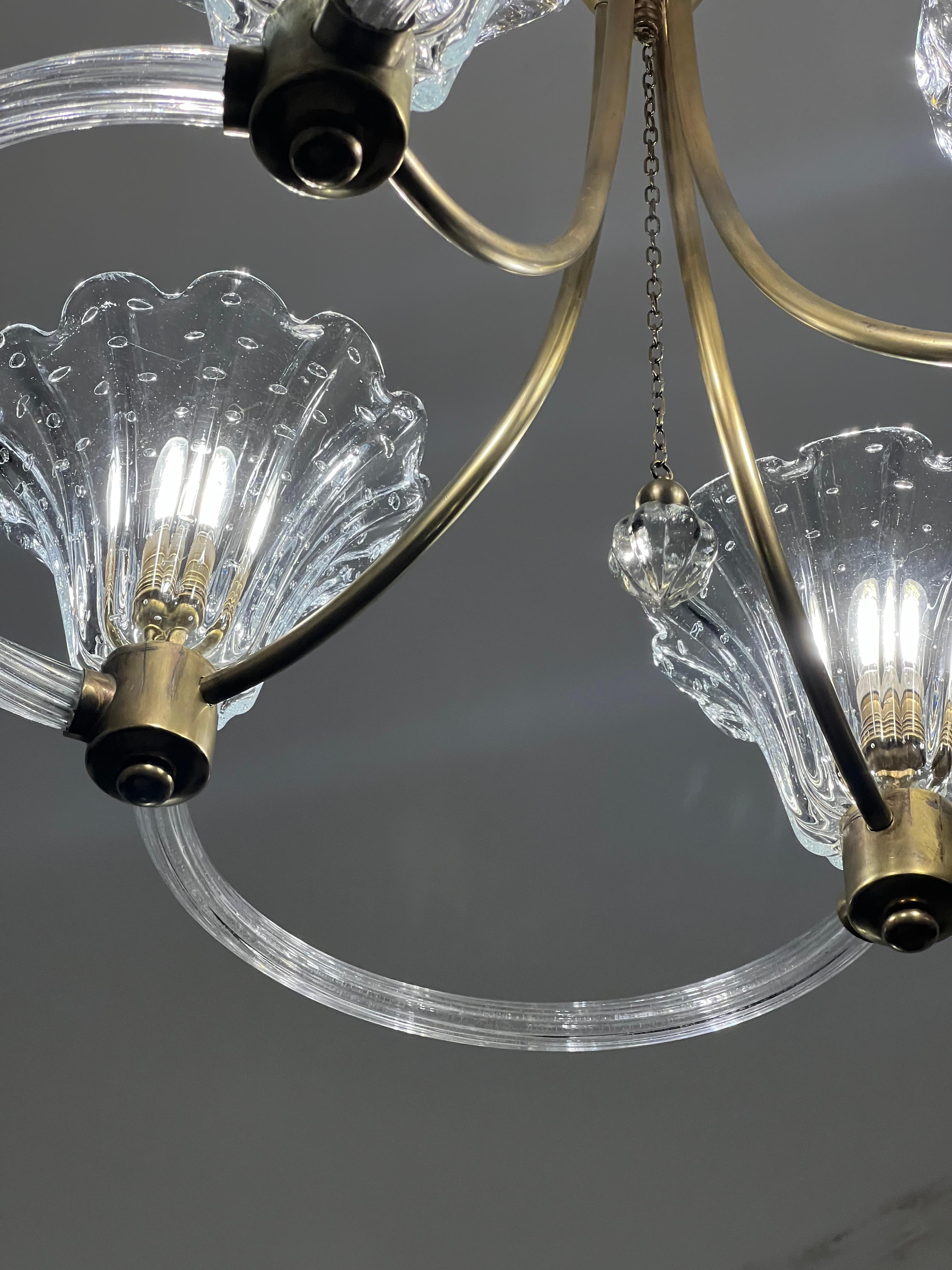 Art Deco Chandelier by Ercole Barovier, Murano, 1940 For Sale 4