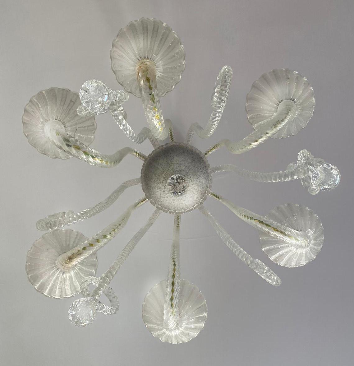 Art Deco Chandelier by Ercole Barovier, Murano, 1940 For Sale 3