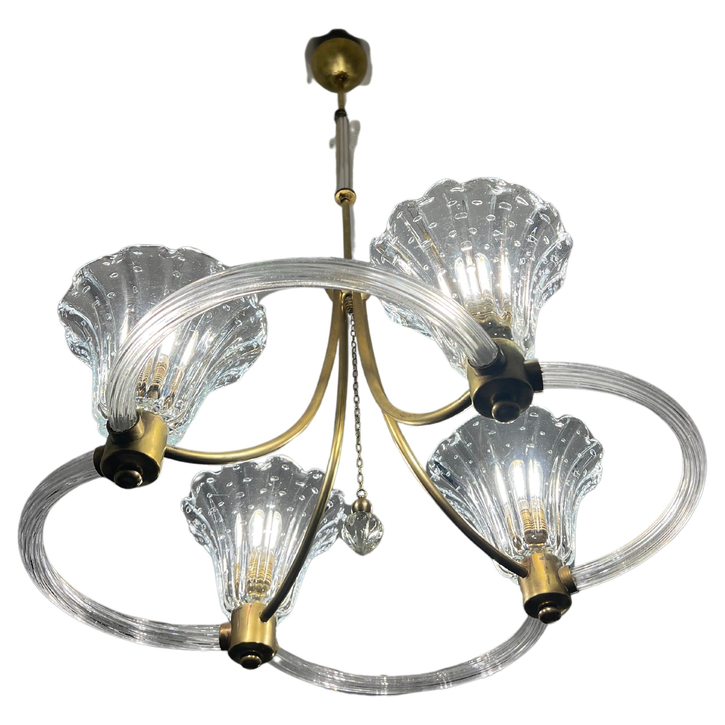 Art Deco Chandelier by Ercole Barovier, Murano, 1940