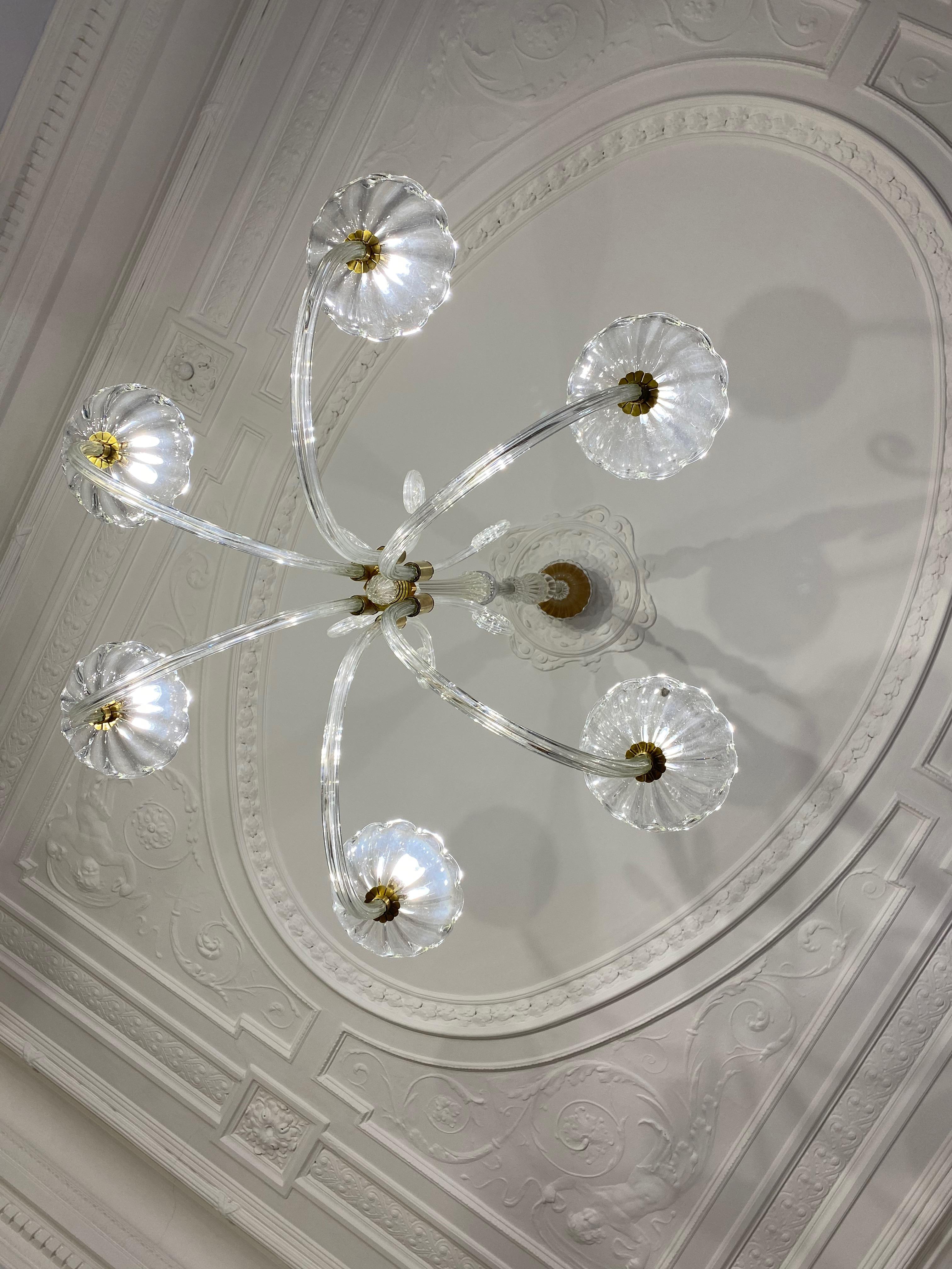 Art Deco Chandelier by Ercole Barovier, Murano, 1940s For Sale 2