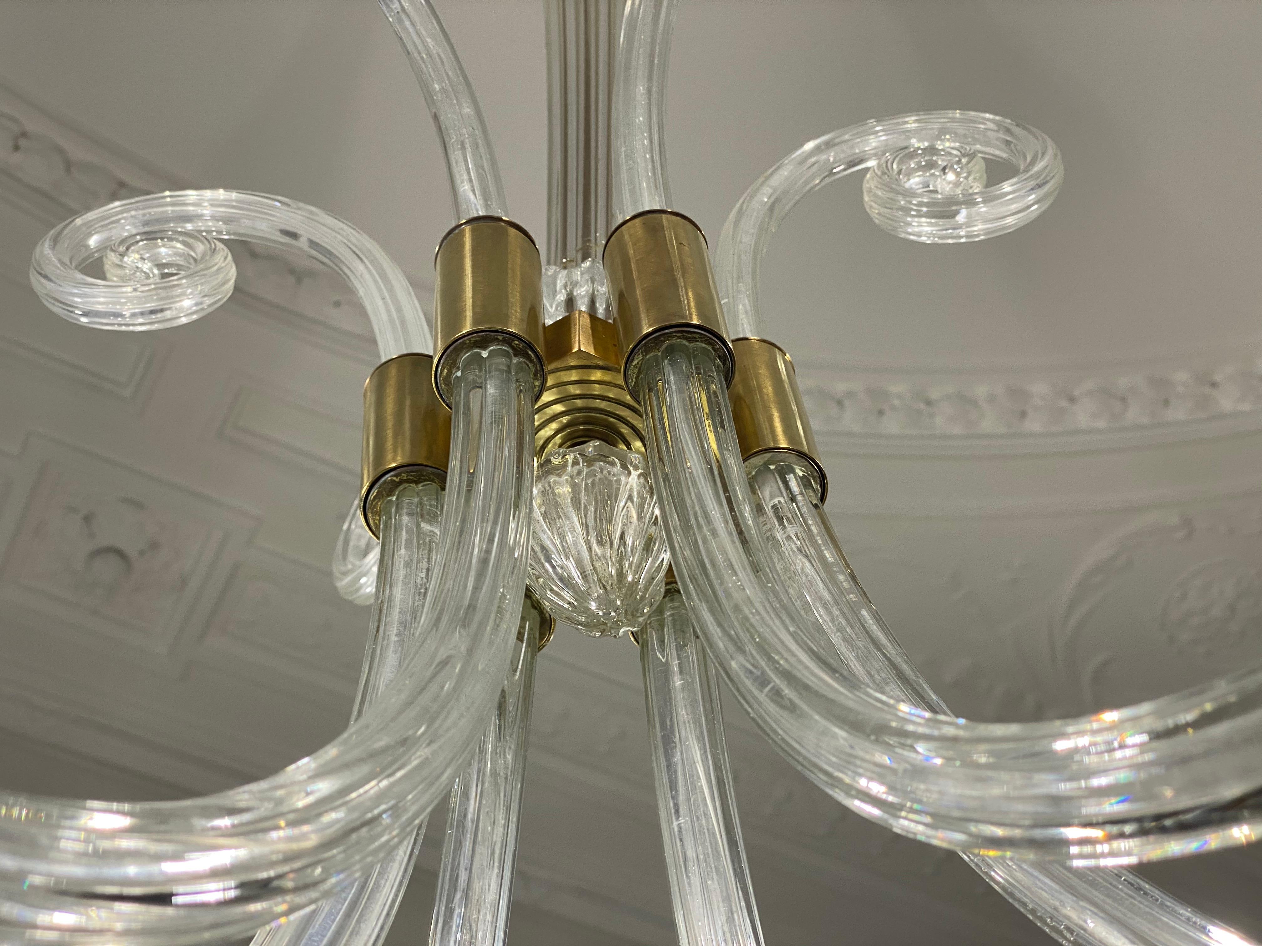 Art Deco Chandelier by Ercole Barovier, Murano, 1940s For Sale 6