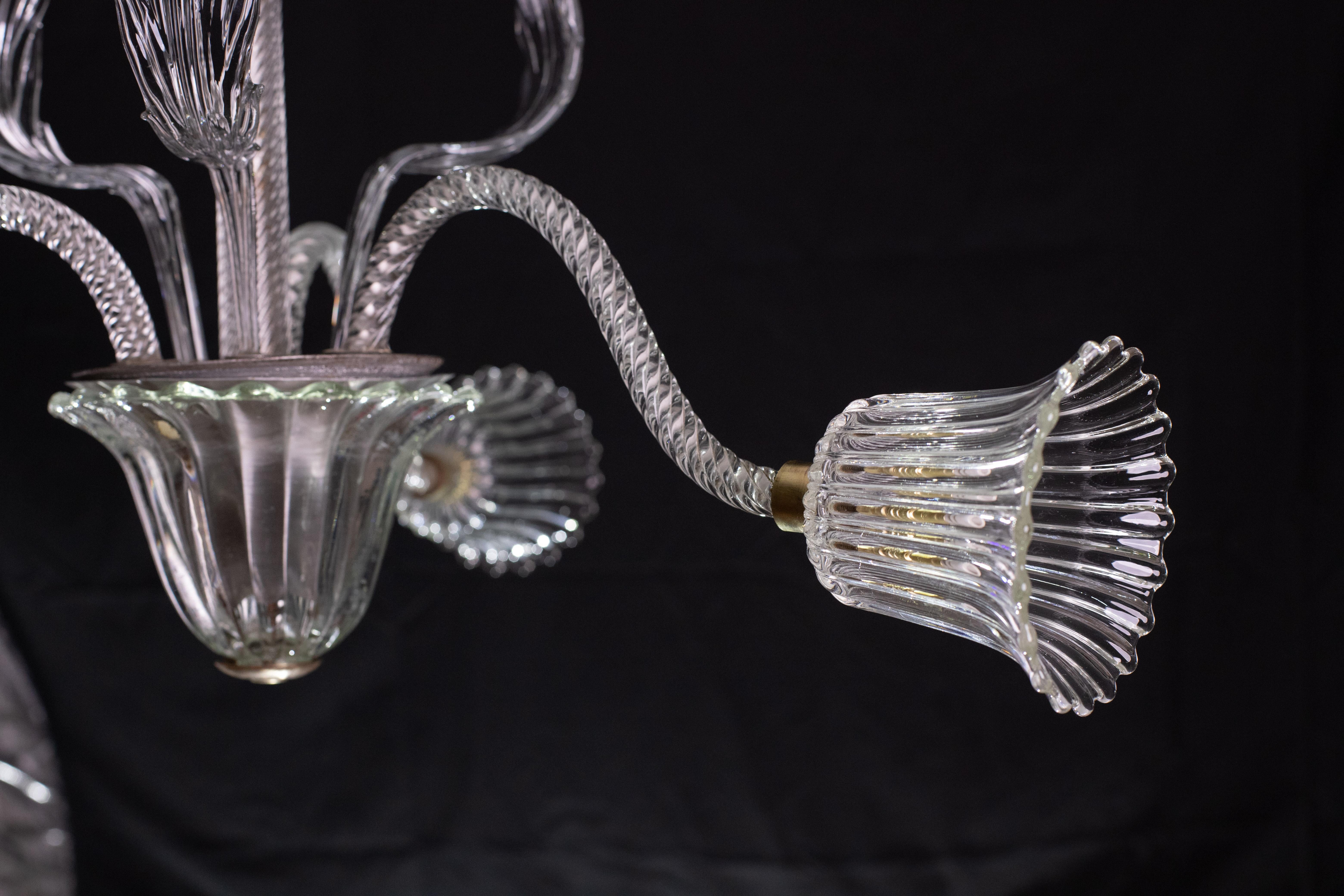 Art Deco Chandelier by Ercole Barovier Murano 1940s For Sale 6