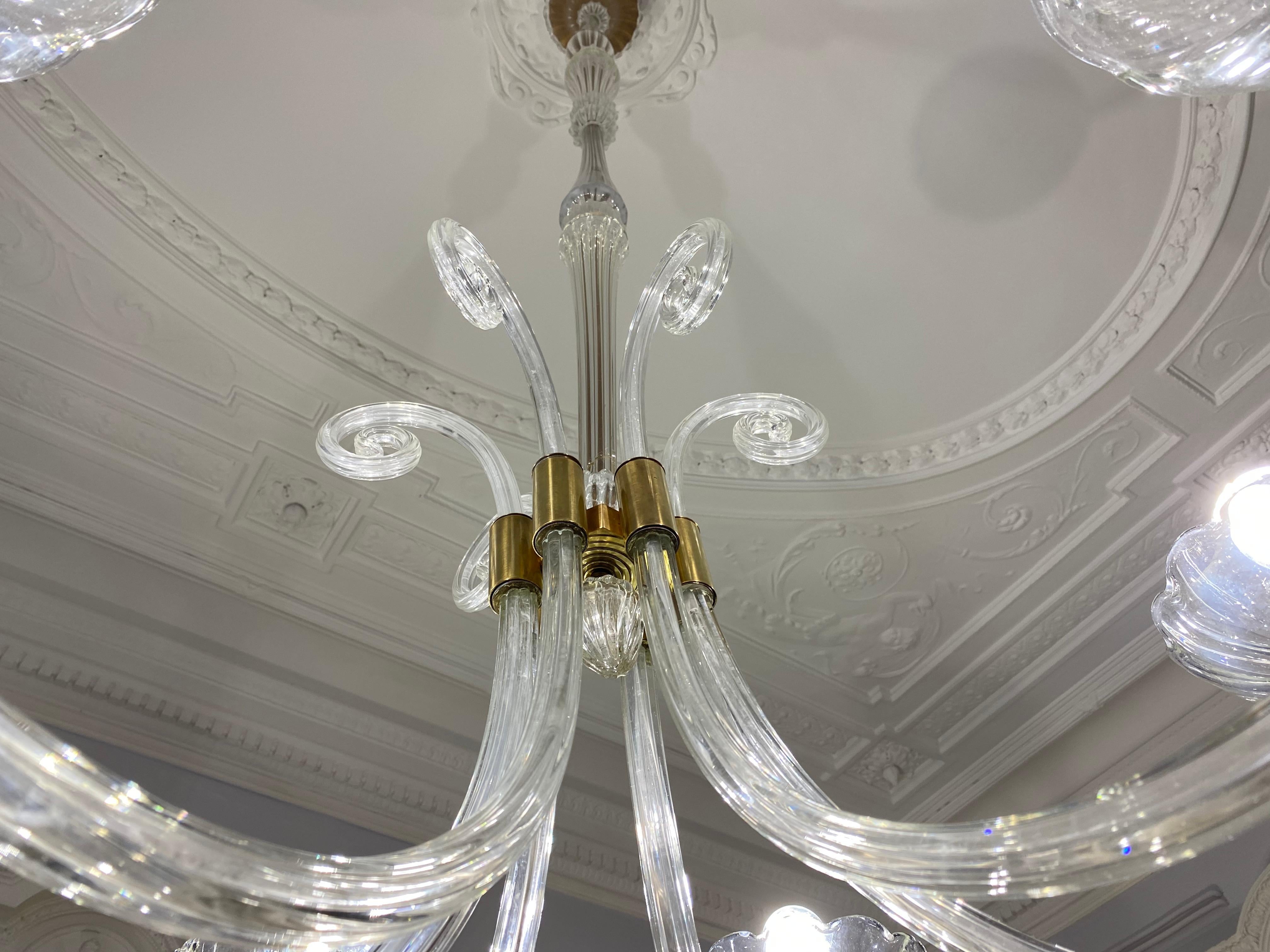 Art Deco Chandelier by Ercole Barovier, Murano, 1940s For Sale 4