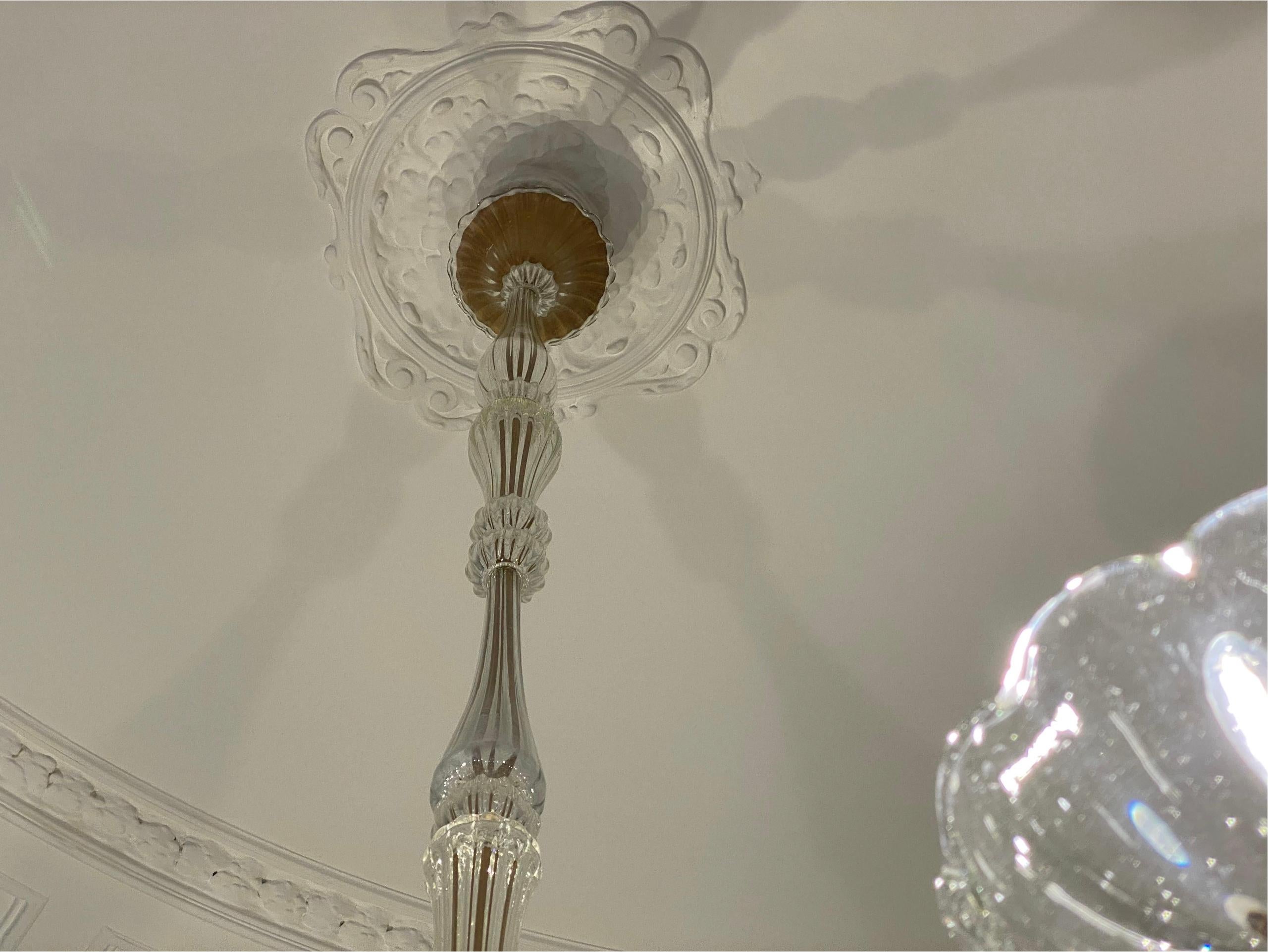 Art Deco Chandelier by Ercole Barovier, Murano, 1940s For Sale 7