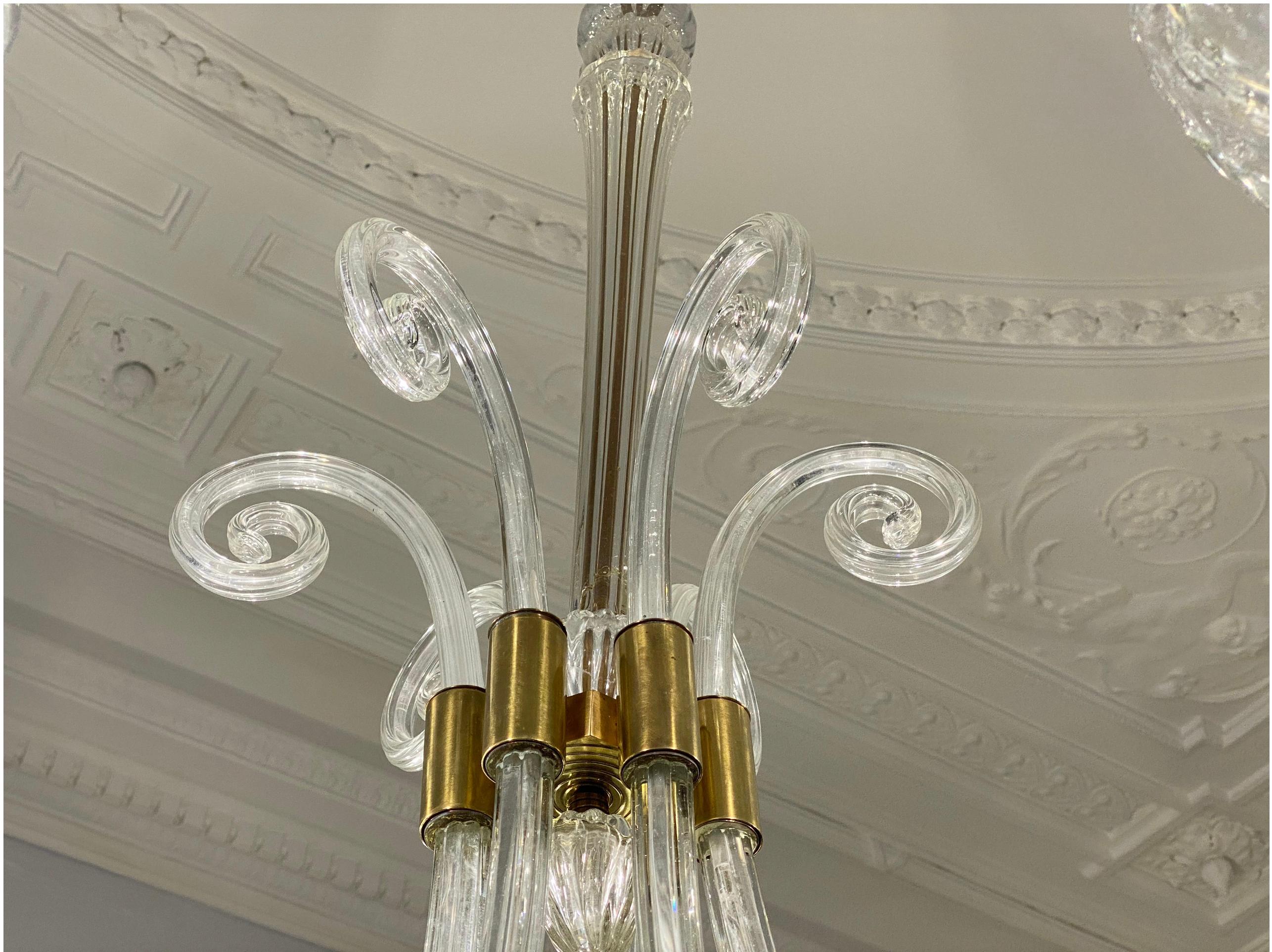 Art Deco Chandelier by Ercole Barovier, Murano, 1940s For Sale 8